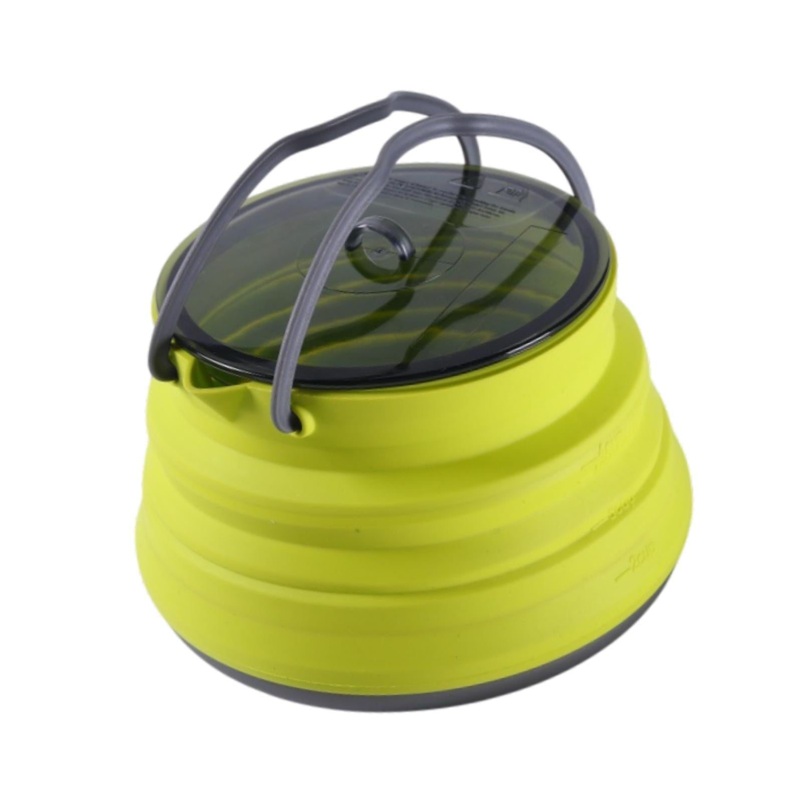 Foldable Camping Kettle 1.5L Multiuse for Backpacking Outdoors Boiling Water Green