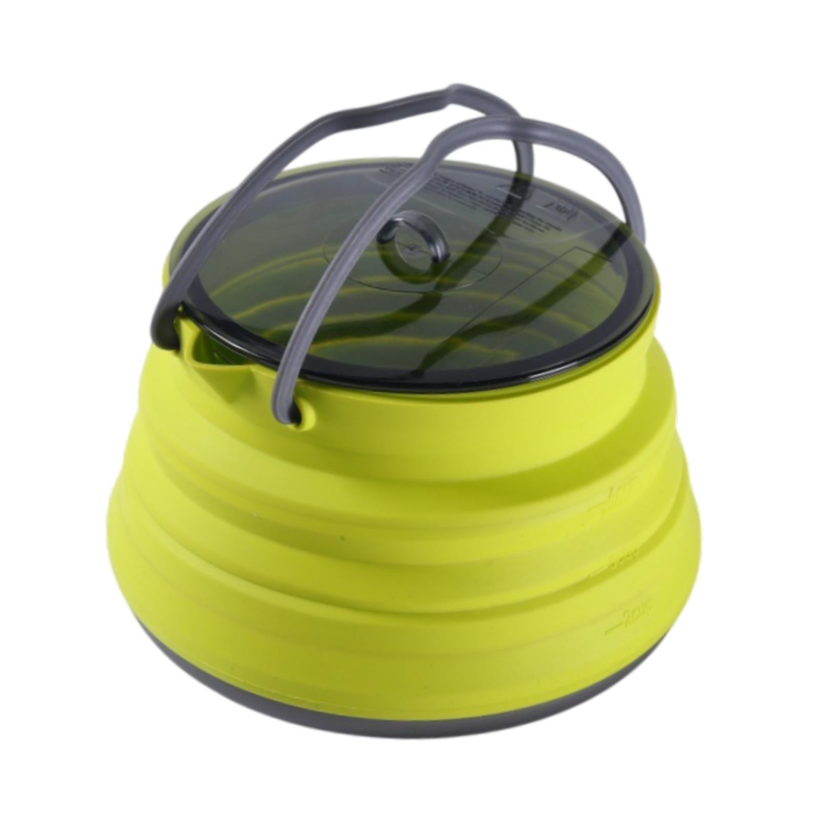 Foldable Camping Kettle 1.5L Multiuse for Backpacking Outdoors Boiling Water Green