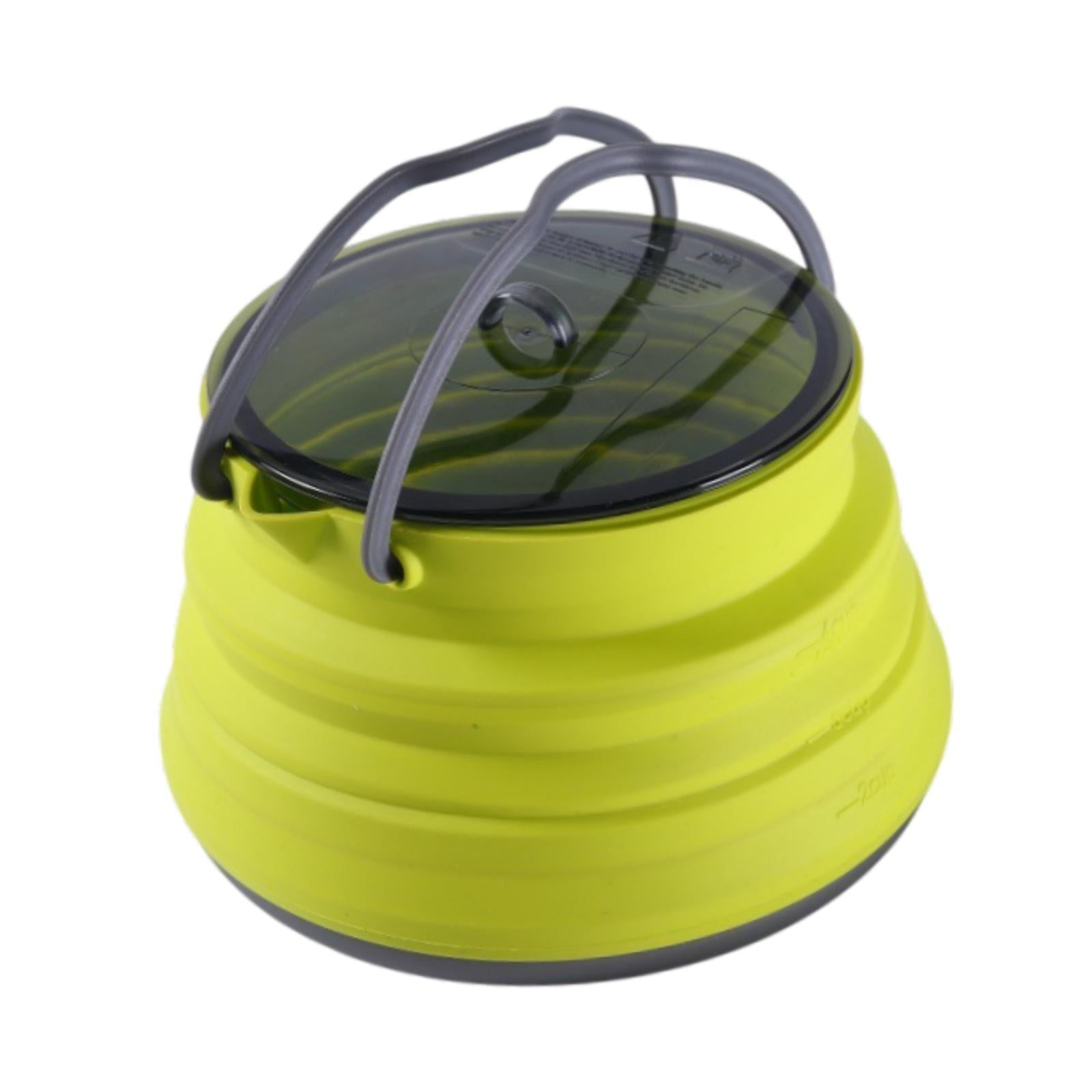 Foldable Camping Kettle 1.5L Multiuse for Backpacking Outdoors Boiling Water Green
