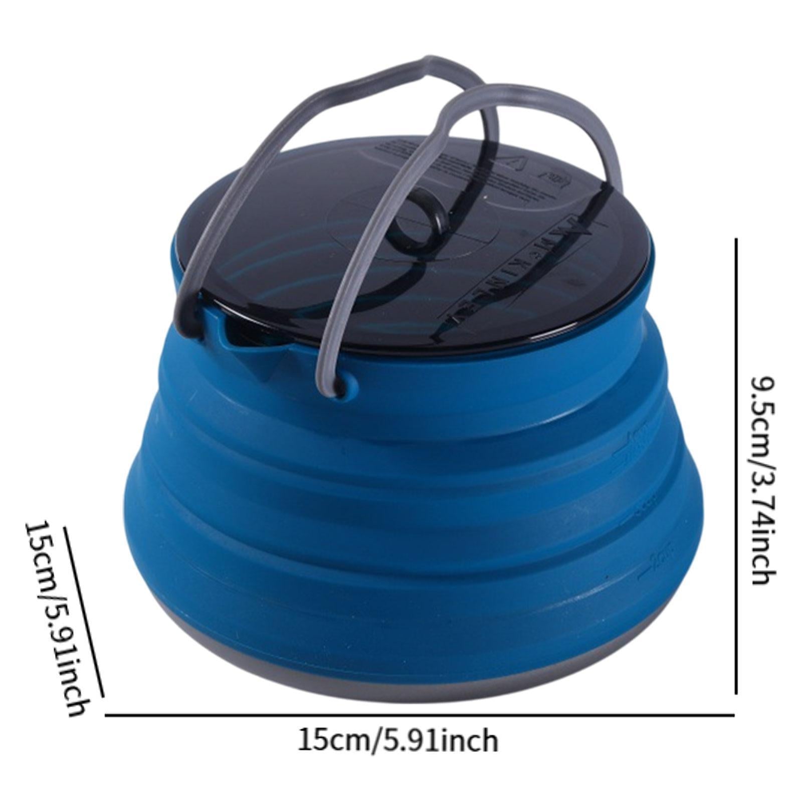 Foldable Camping Kettle 1.5L Multiuse for Backpacking Outdoors Boiling Water Blue