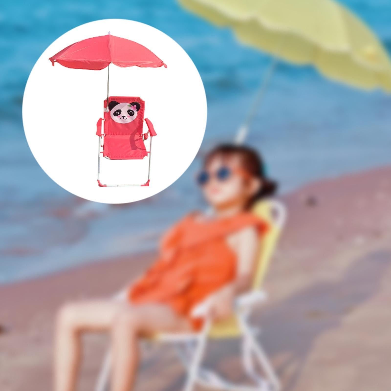 Kids Beach Chairs with Umbrella Park Camping Chair for Fishing Tent Backyard Red