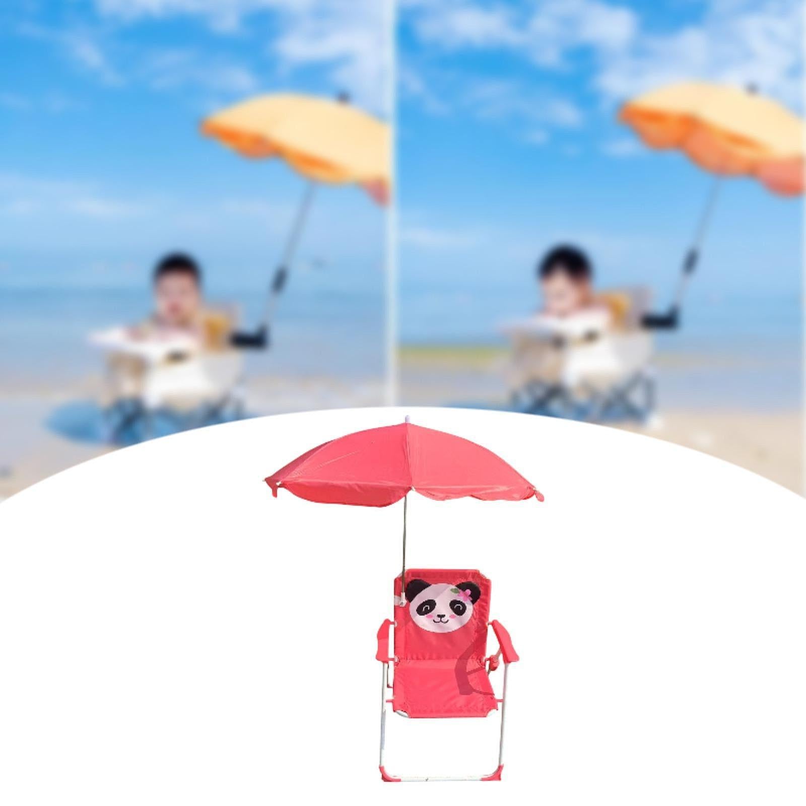 Kids Beach Chairs with Umbrella Park Camping Chair for Fishing Tent Backyard Red