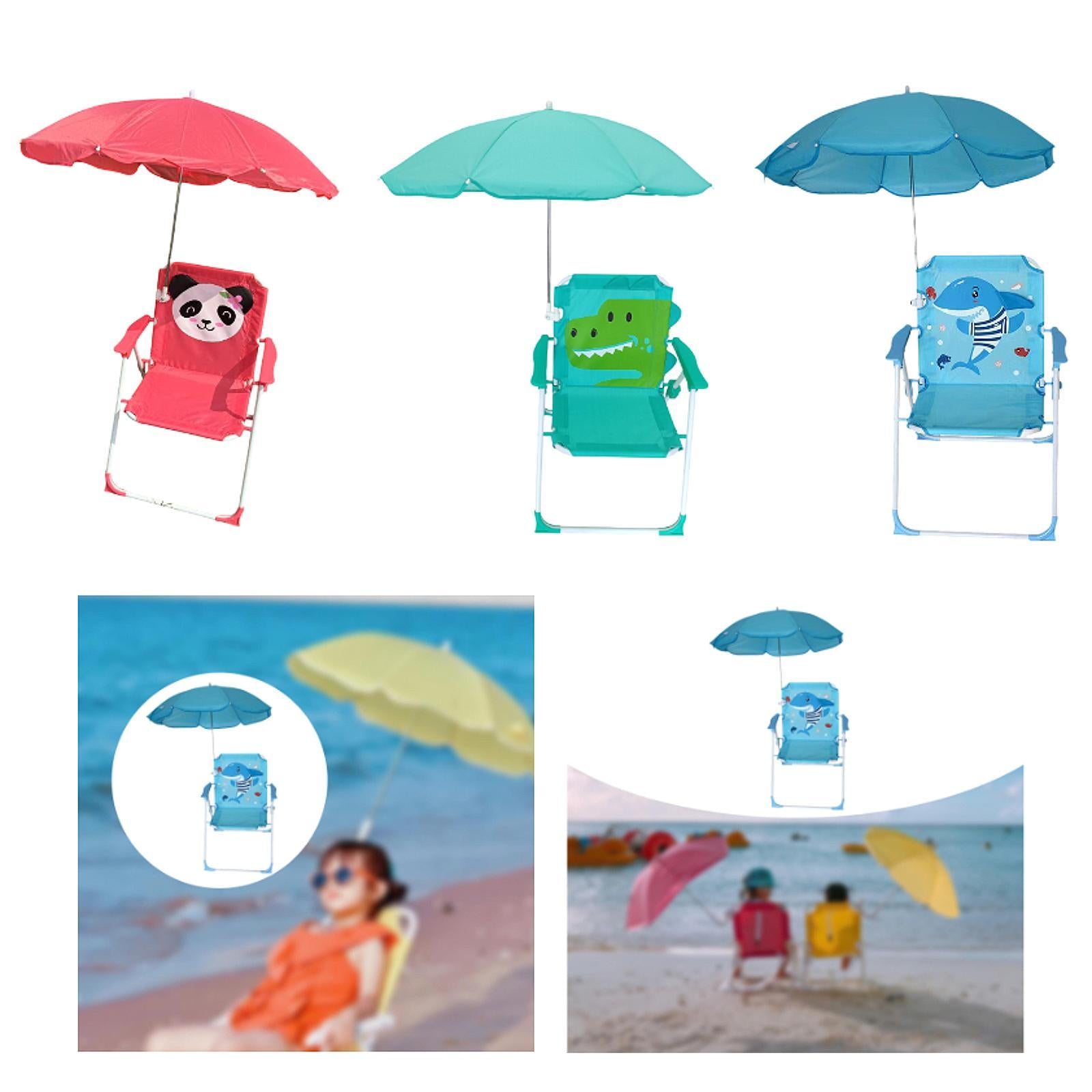 Kids Beach Chairs with Umbrella Park Camping Chair for Fishing Tent Backyard Red