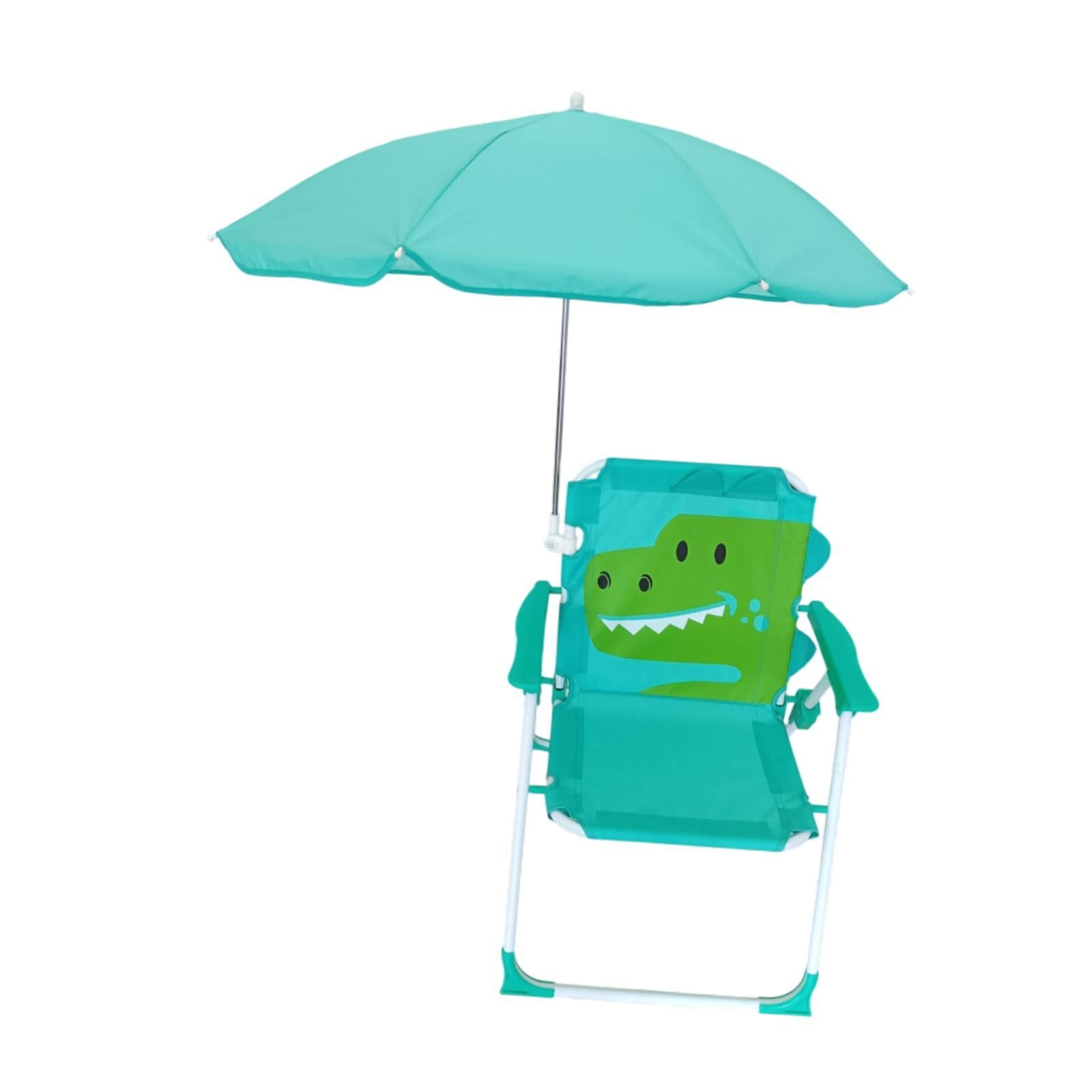 Kids Beach Chairs with Umbrella Park Camping Chair for Fishing Tent Backyard Green