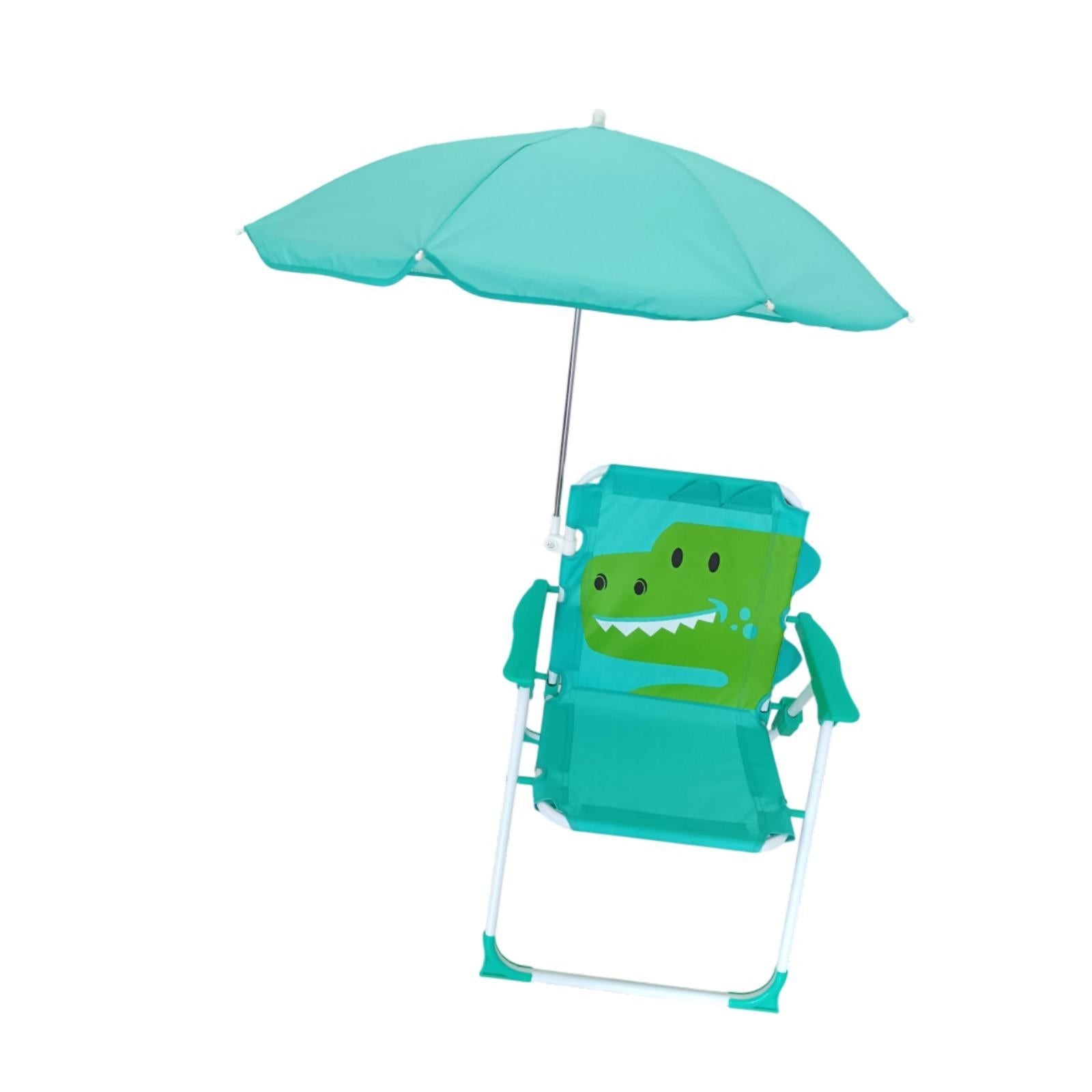 Kids Beach Chairs with Umbrella Park Camping Chair for Fishing Tent Backyard Green