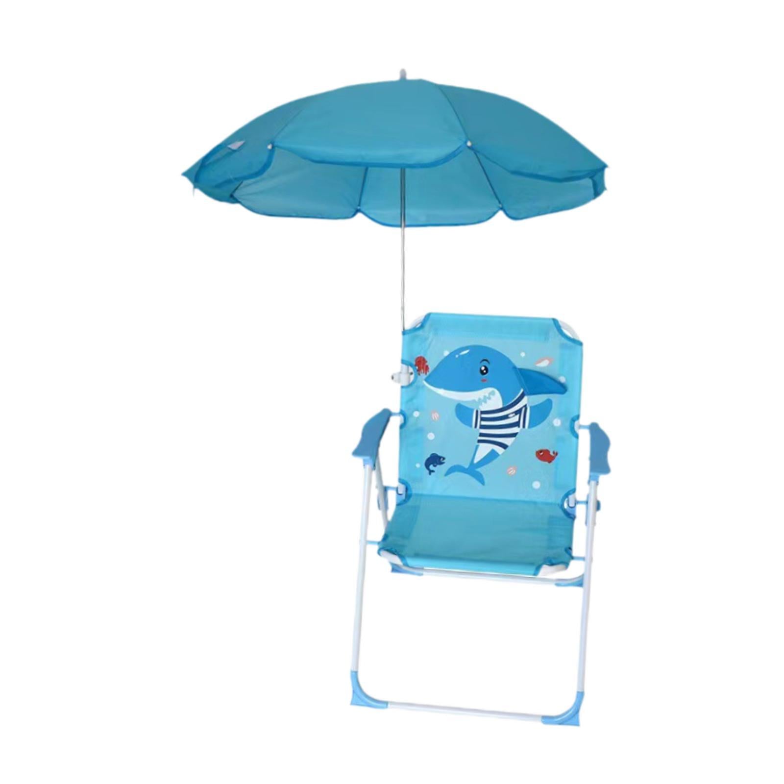 Kids Beach Chairs with Umbrella Park Camping Chair for Fishing Tent Backyard Blue