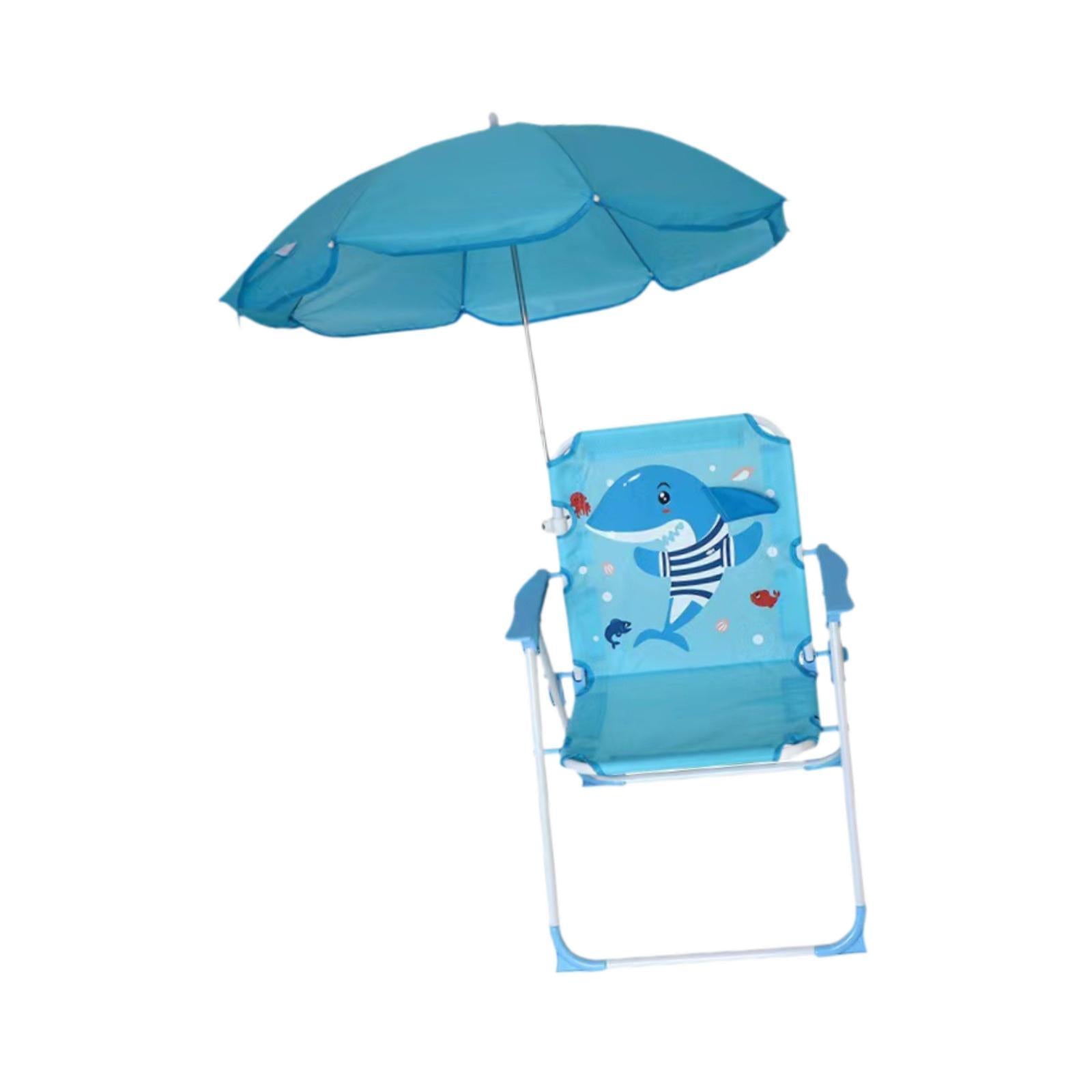 Kids Beach Chairs with Umbrella Park Camping Chair for Fishing Tent Backyard Blue