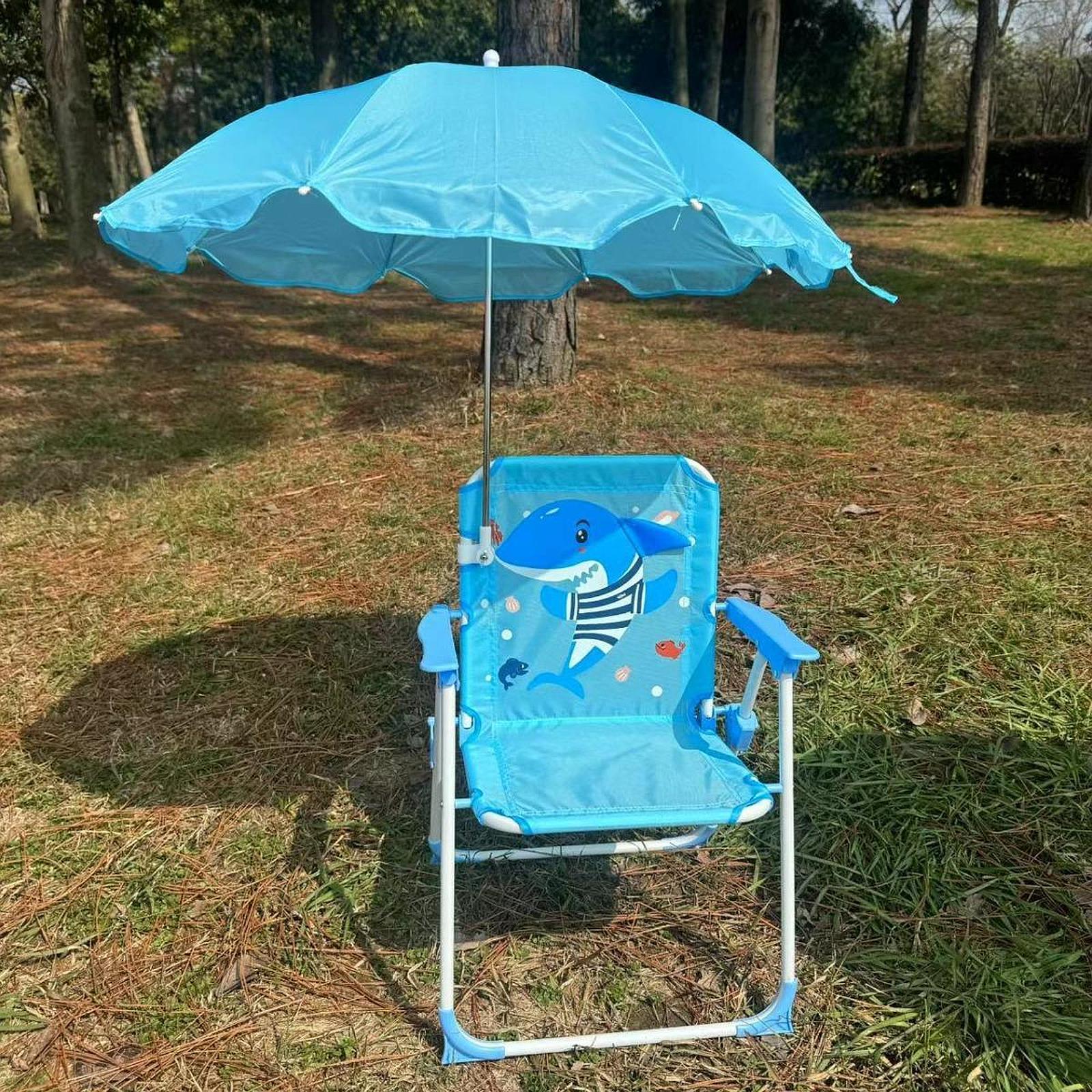 Kids Beach Chairs with Umbrella Park Camping Chair for Fishing Tent Backyard Blue