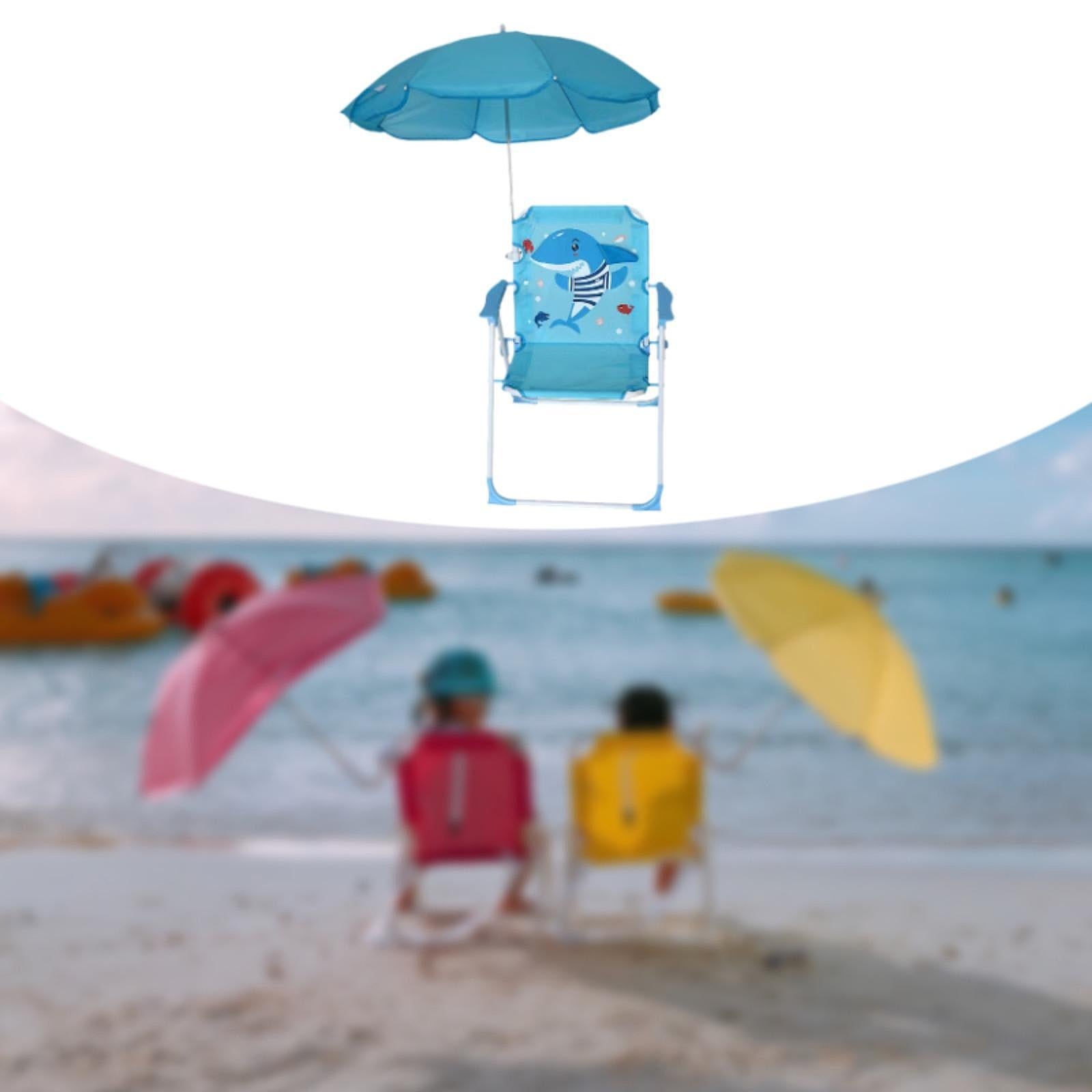 Kids Beach Chairs with Umbrella Park Camping Chair for Fishing Tent Backyard Blue