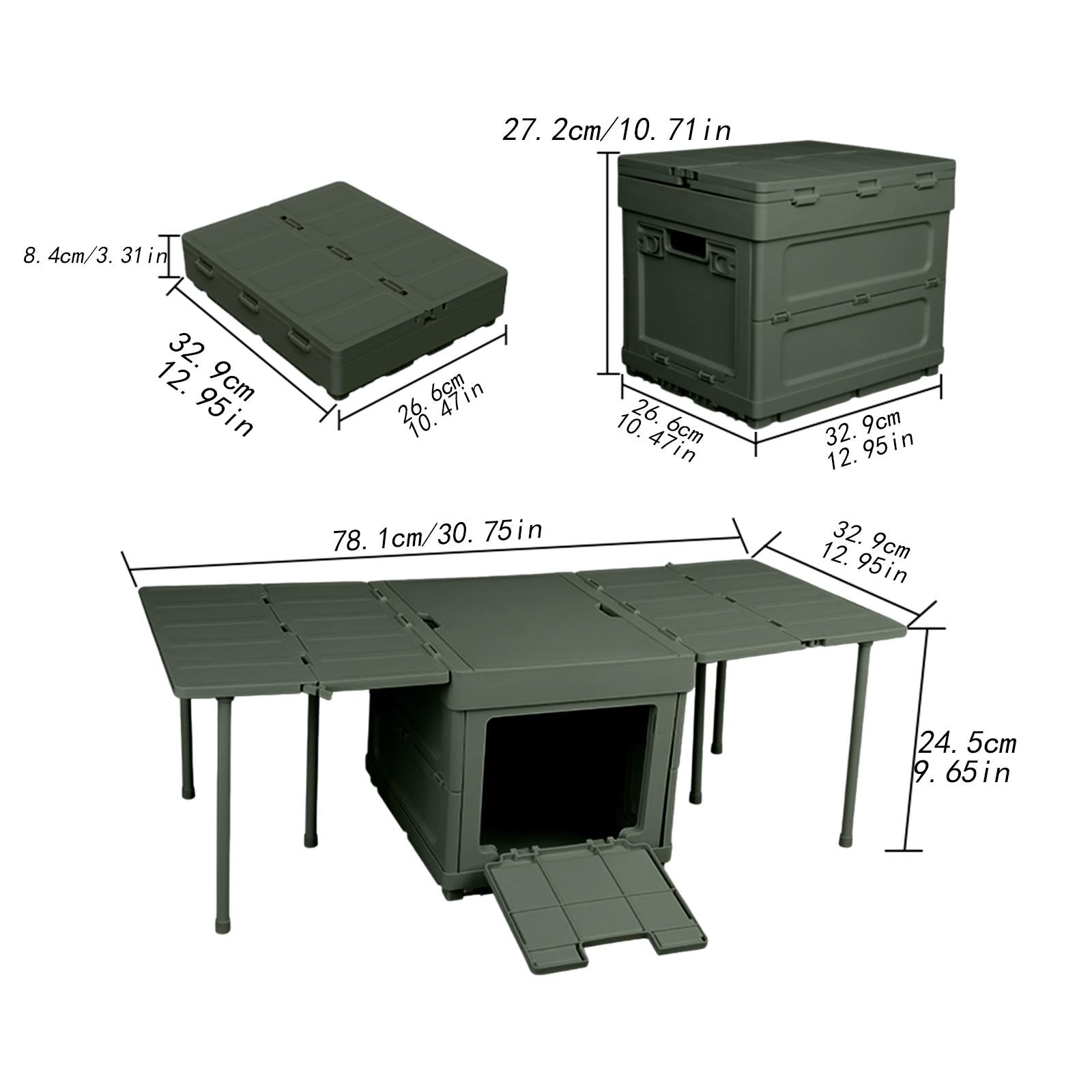 Collapsible Car Trunk Organizer Camping Table Groceries Foldable Storage Box Green