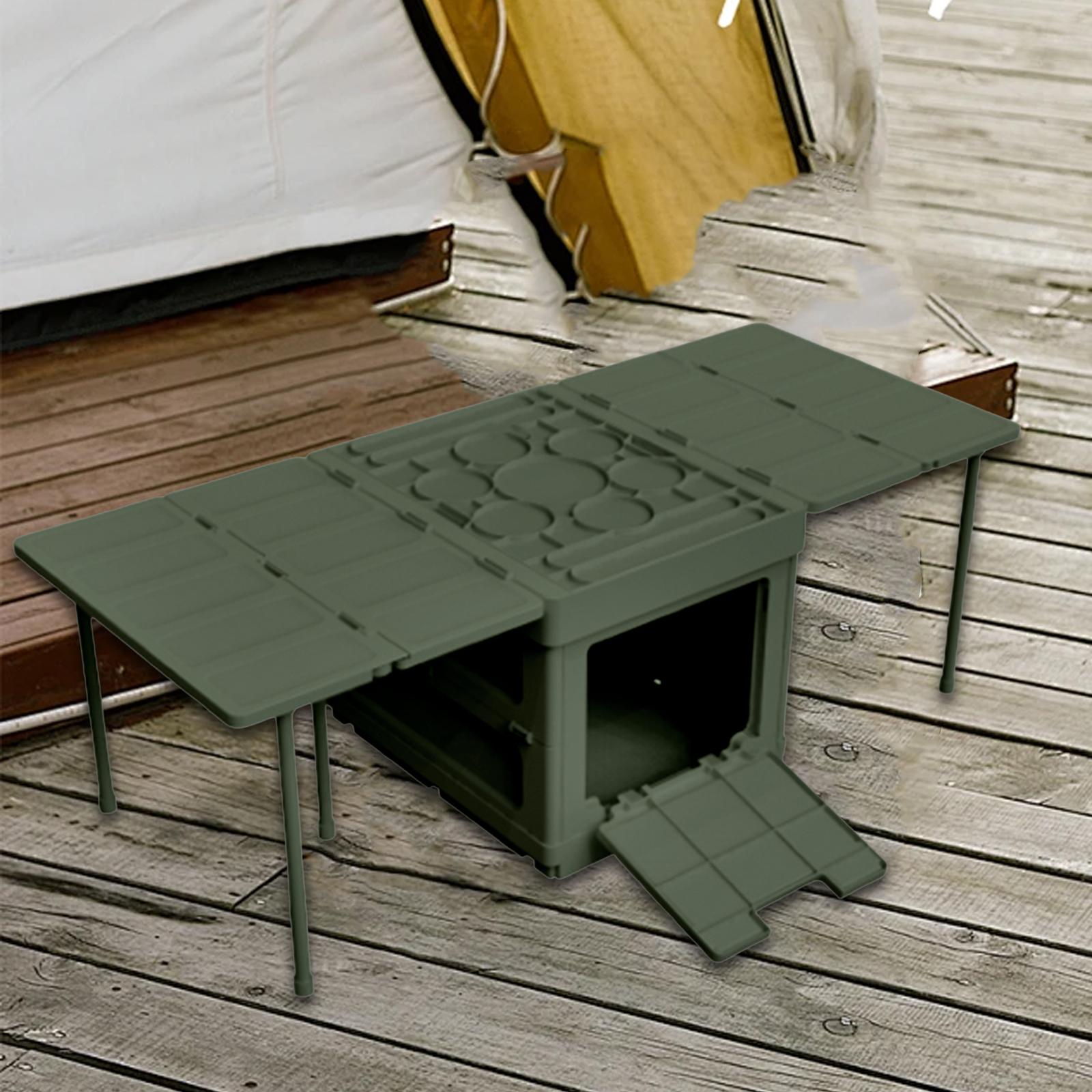 Collapsible Car Trunk Organizer Camping Table Groceries Foldable Storage Box Green