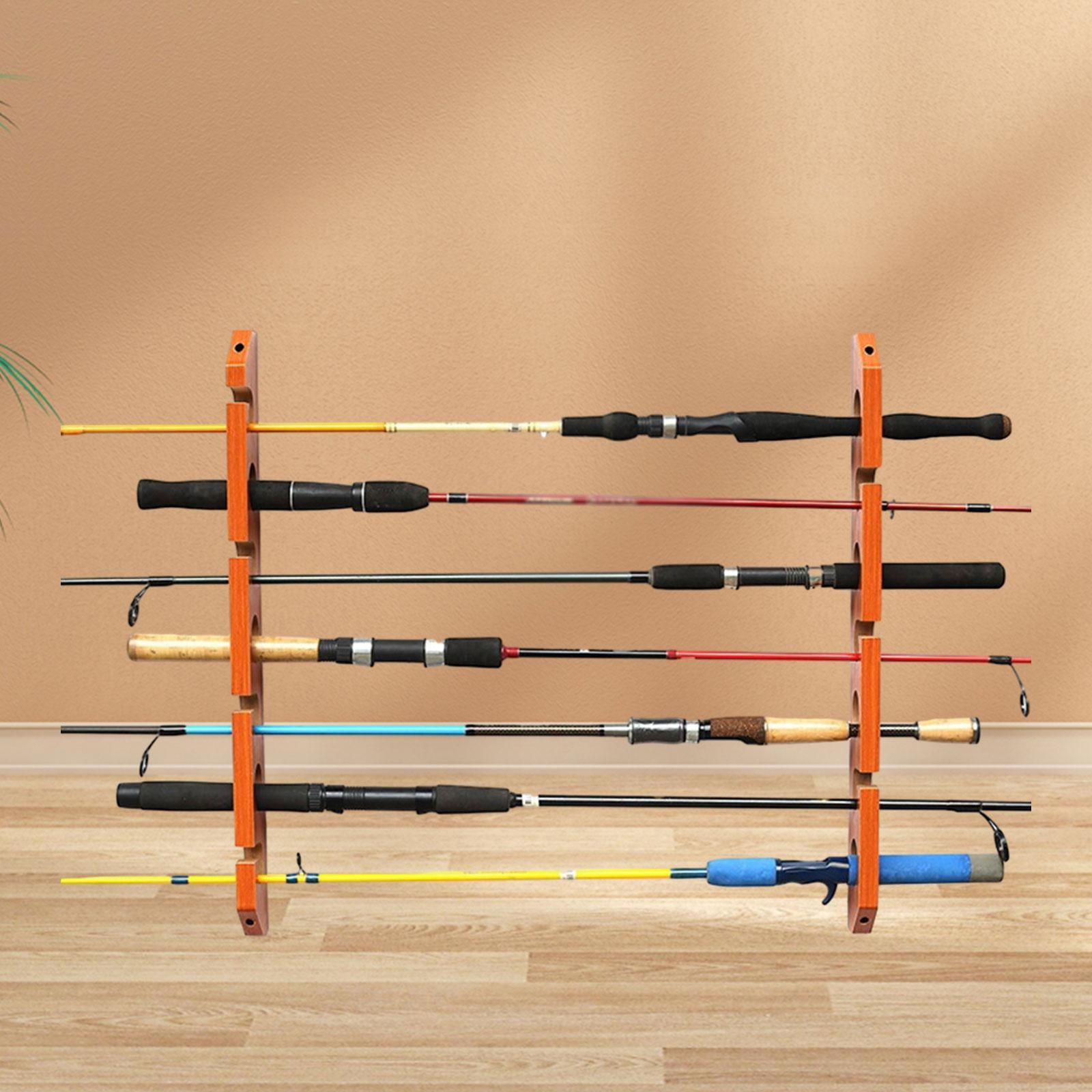 2x Fishing Rod Holder Easy Installation Wood Gifts Accessories Display Stand