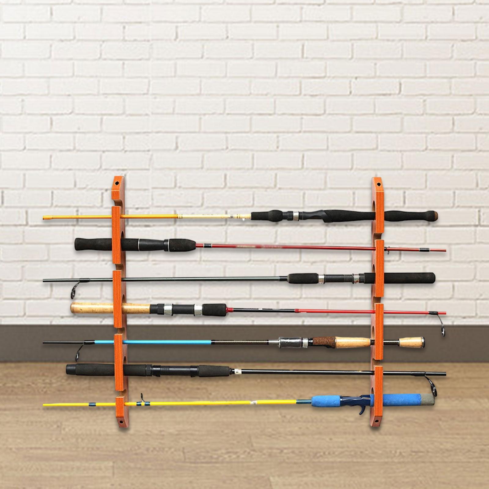 2x Fishing Rod Holder Easy Installation Wood Gifts Accessories Display Stand