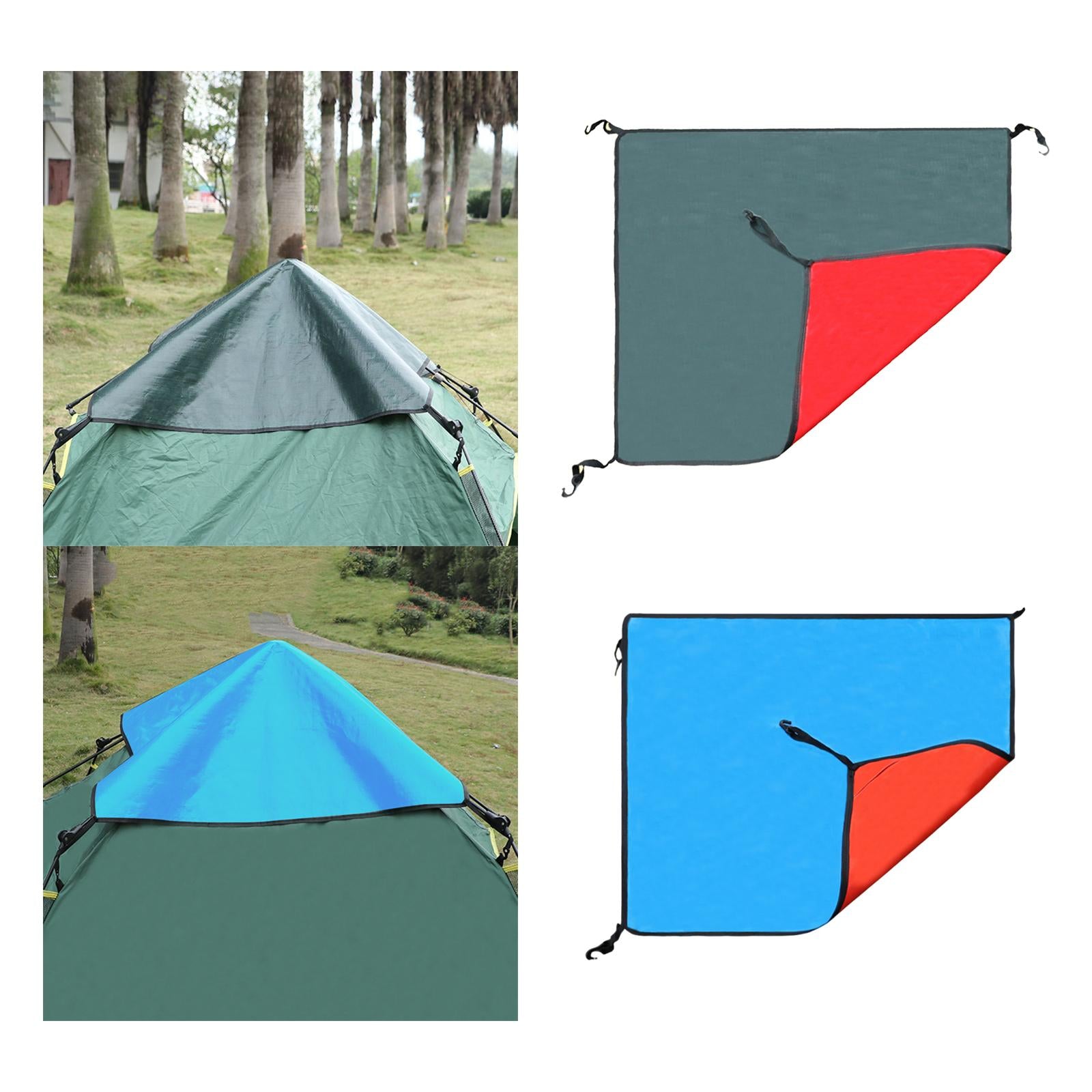 Tent Top Cloth Rain Protection Multifunctional Tarp for Hiking Patio Outdoor Green Red