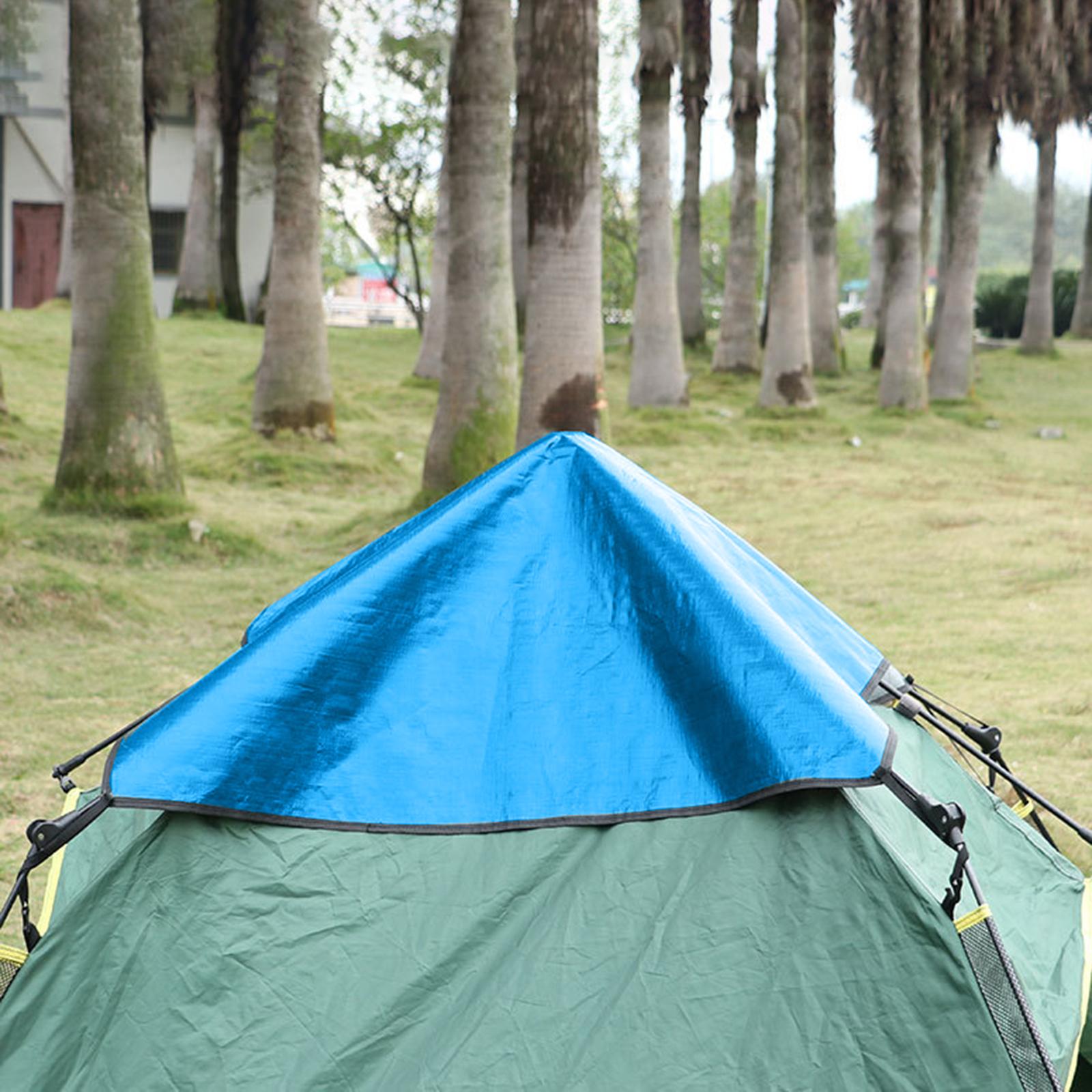 Tent Top Cloth Rain Protection Multifunctional Tarp for Hiking Patio Outdoor Blue Orange