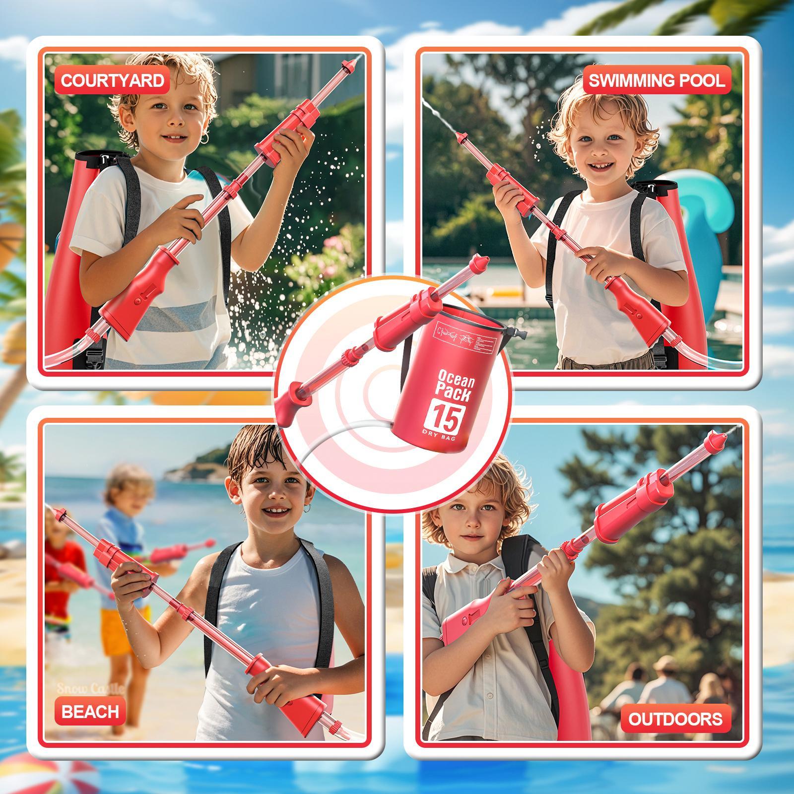 Backpack Water Soaker Toy Summer Large Capacity for Boys Girls Children Kids Pink