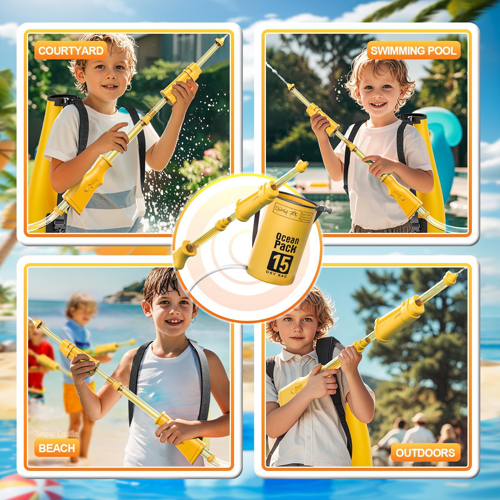 Backpack Water Soaker Toy Summer Large Capacity for Boys Girls Children Kids Yellow