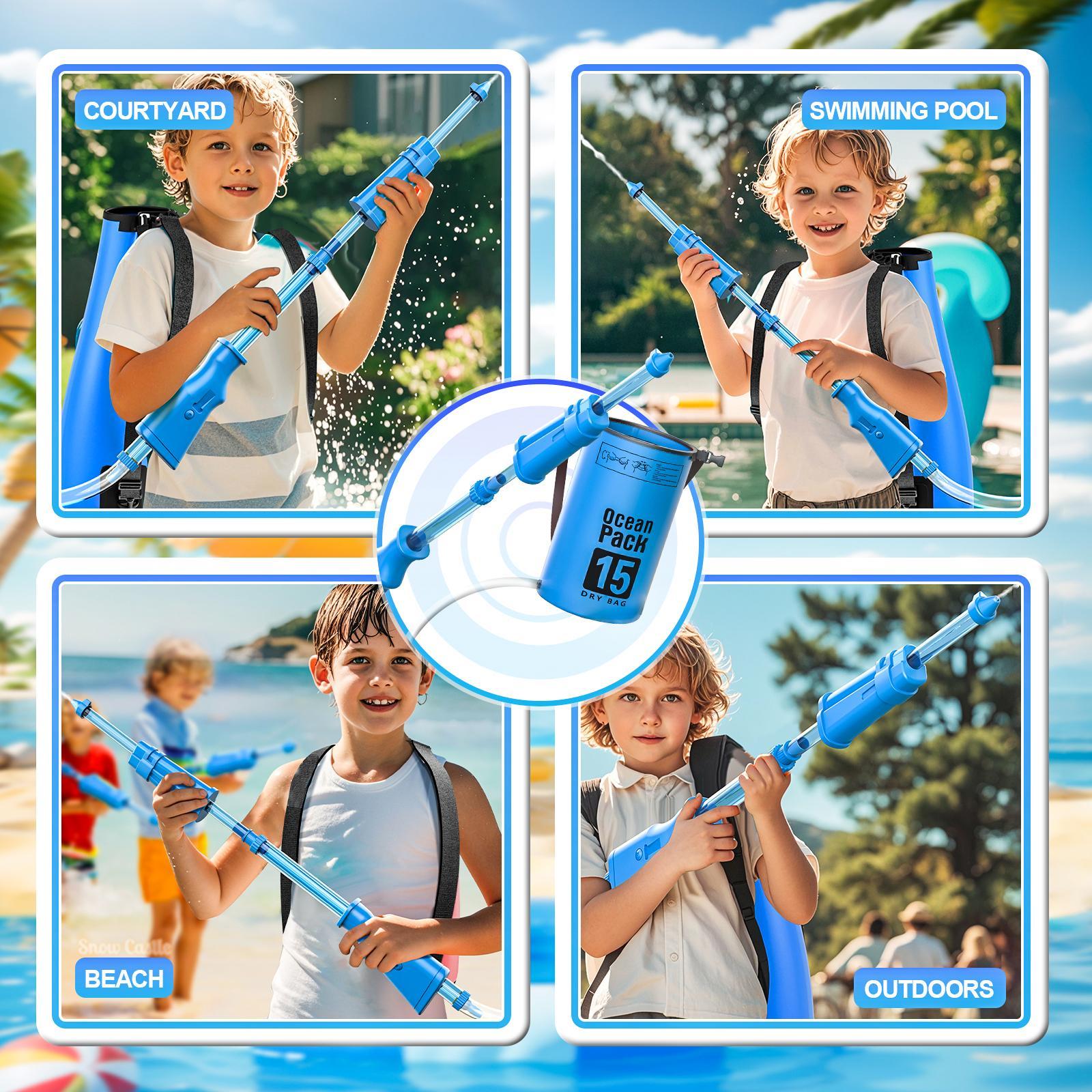 Backpack Water Soaker Toy Summer Large Capacity for Boys Girls Children Kids Blue