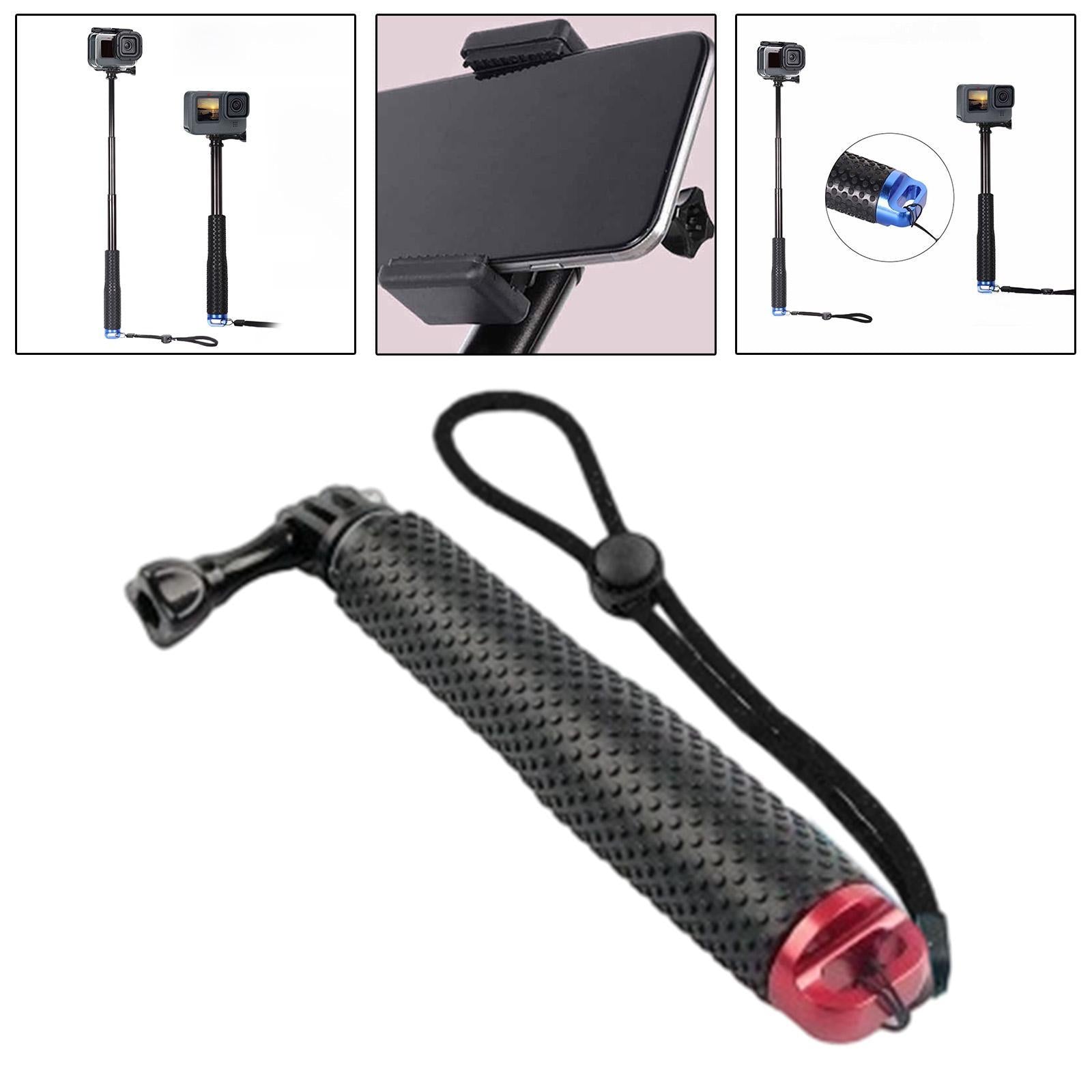 Selfie Stick Handheld Extendable Pole for Adventures Snorkeling Snowboarding Red
