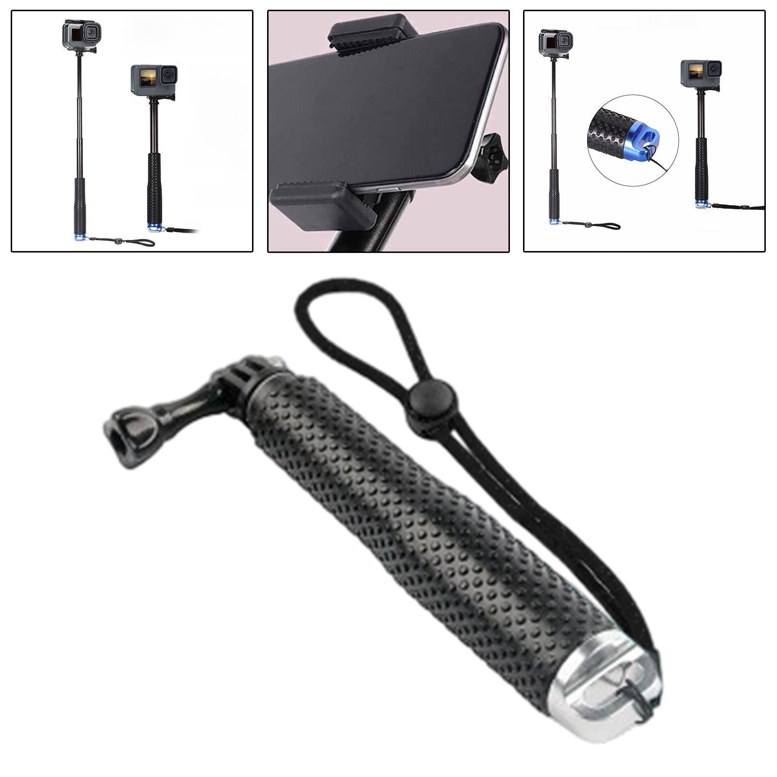 Selfie Stick Handheld Extendable Pole for Adventures Snorkeling Snowboarding Silver