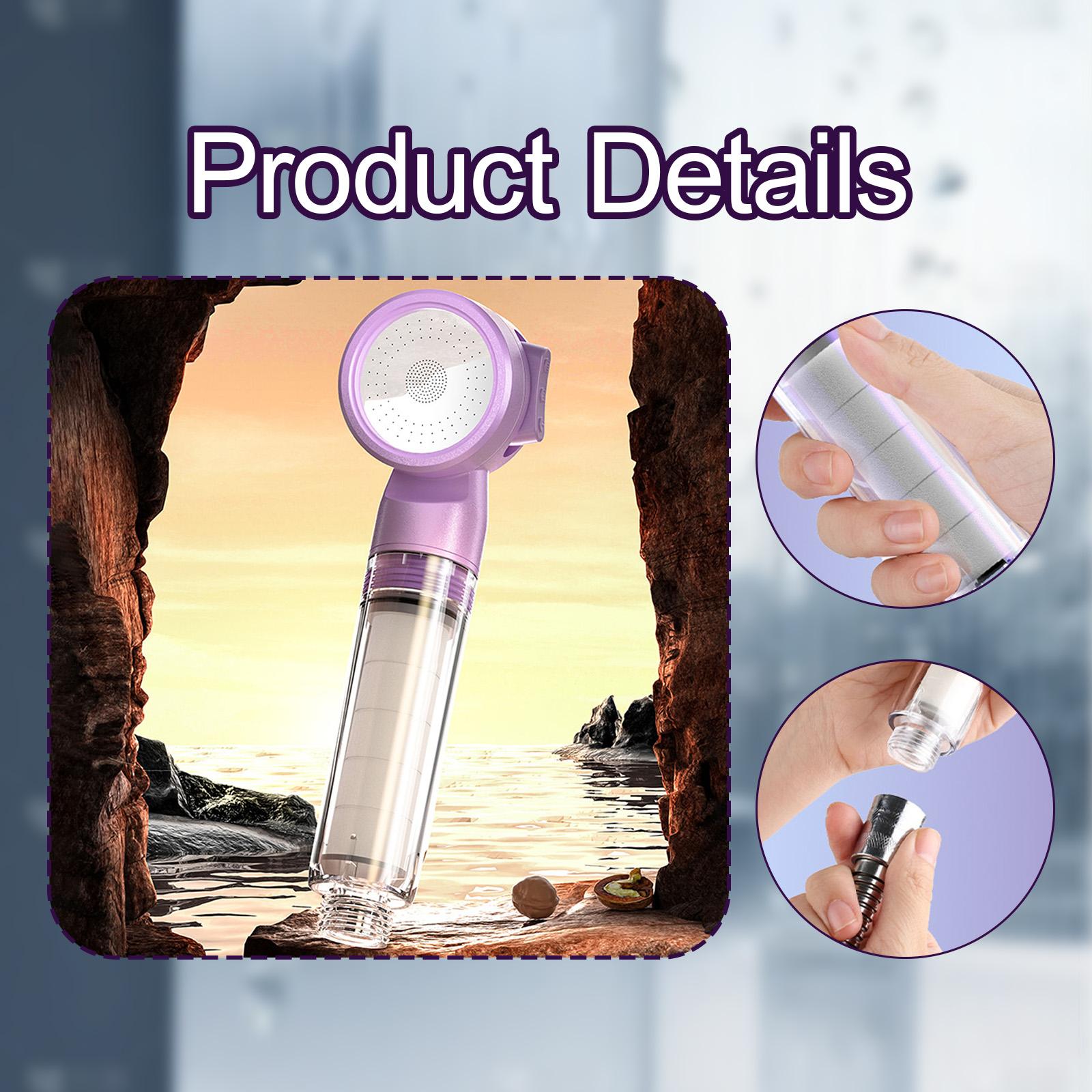 Shower Head Adjustable Water Flow Modes Non Clogging Universal Bathroom Part Purple