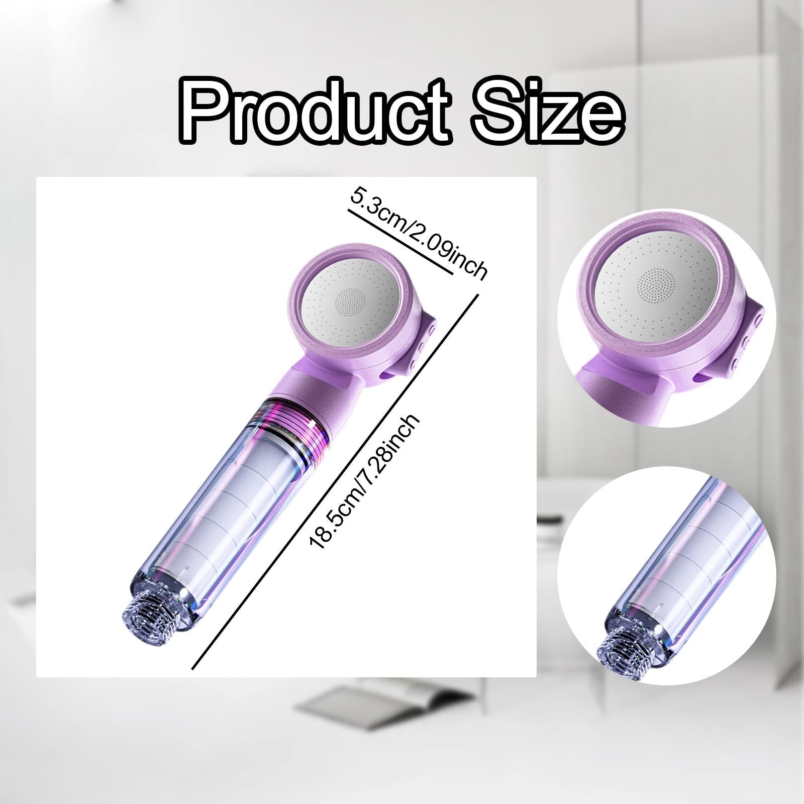 Shower Head Adjustable Water Flow Modes Non Clogging Universal Bathroom Part Purple