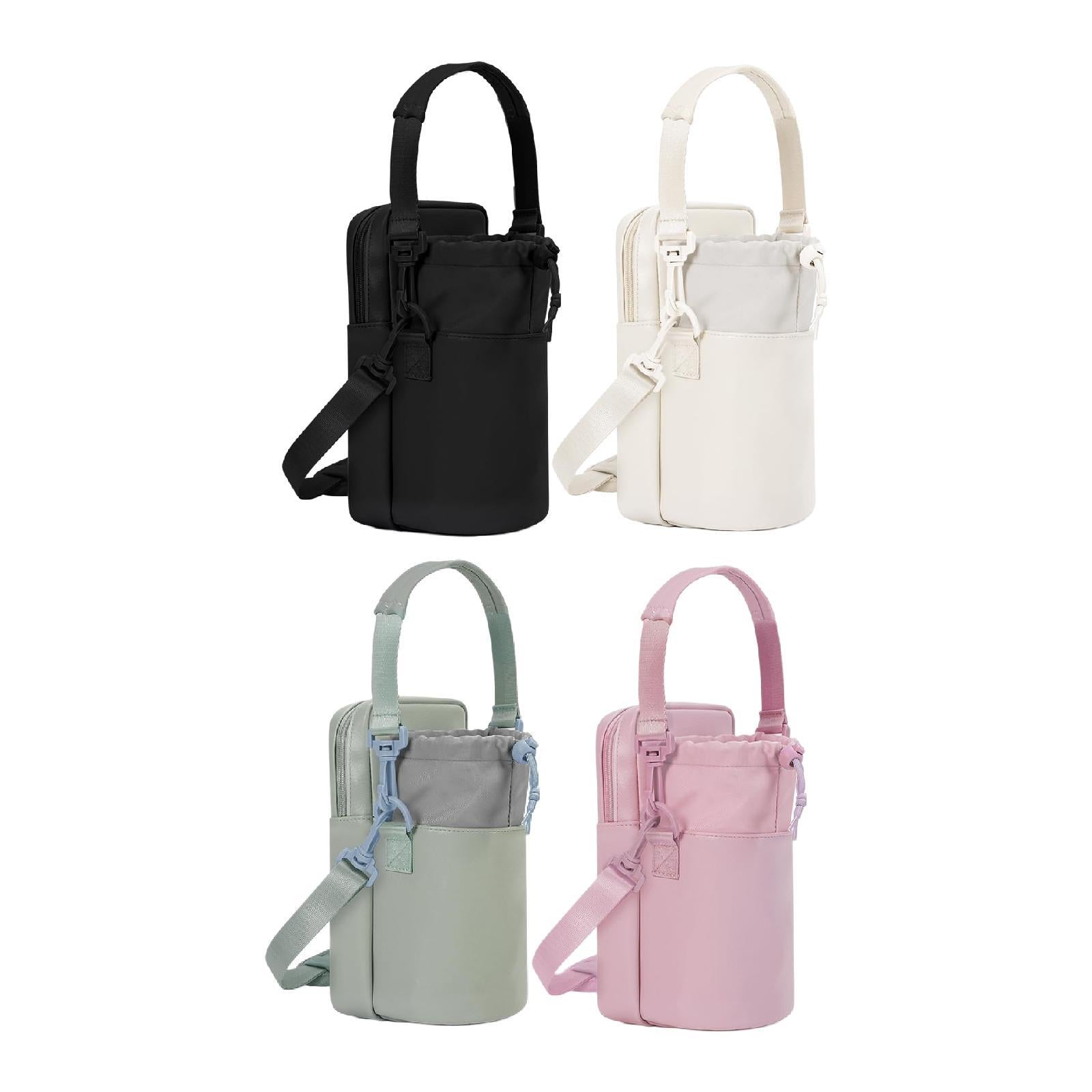 Water Bottle Carrier Bag with Phone Pocket Gift Picnic Bottle Pouch Holder Black