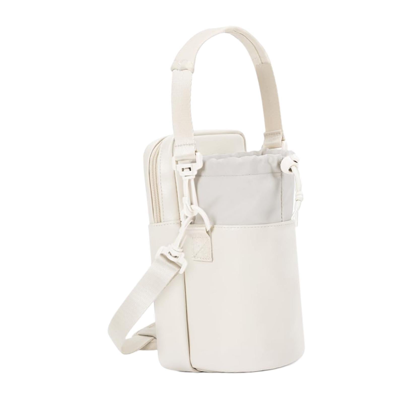 Water Bottle Carrier Bag with Phone Pocket Gift Picnic Bottle Pouch Holder White