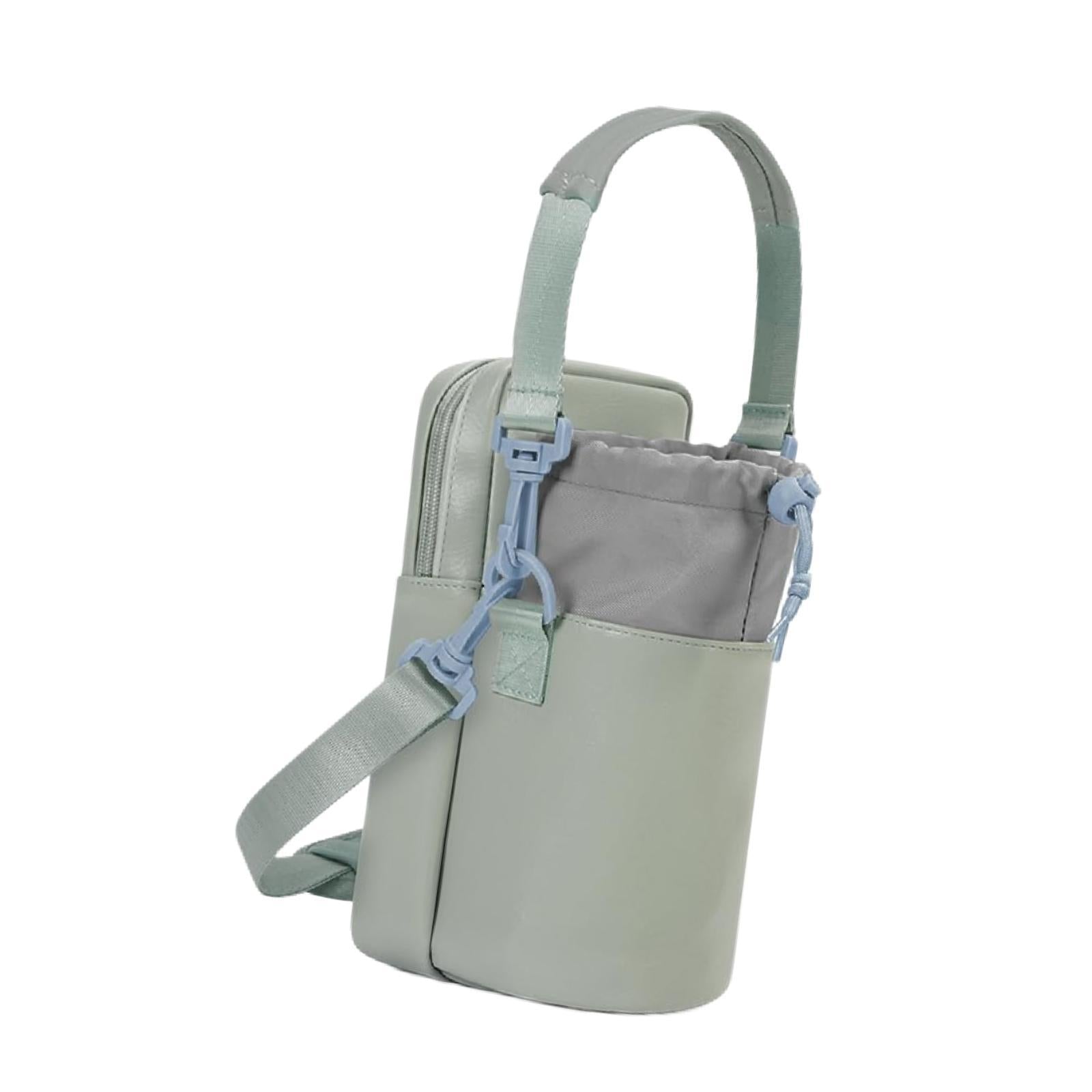 Water Bottle Carrier Bag with Phone Pocket Gift Picnic Bottle Pouch Holder Light Green