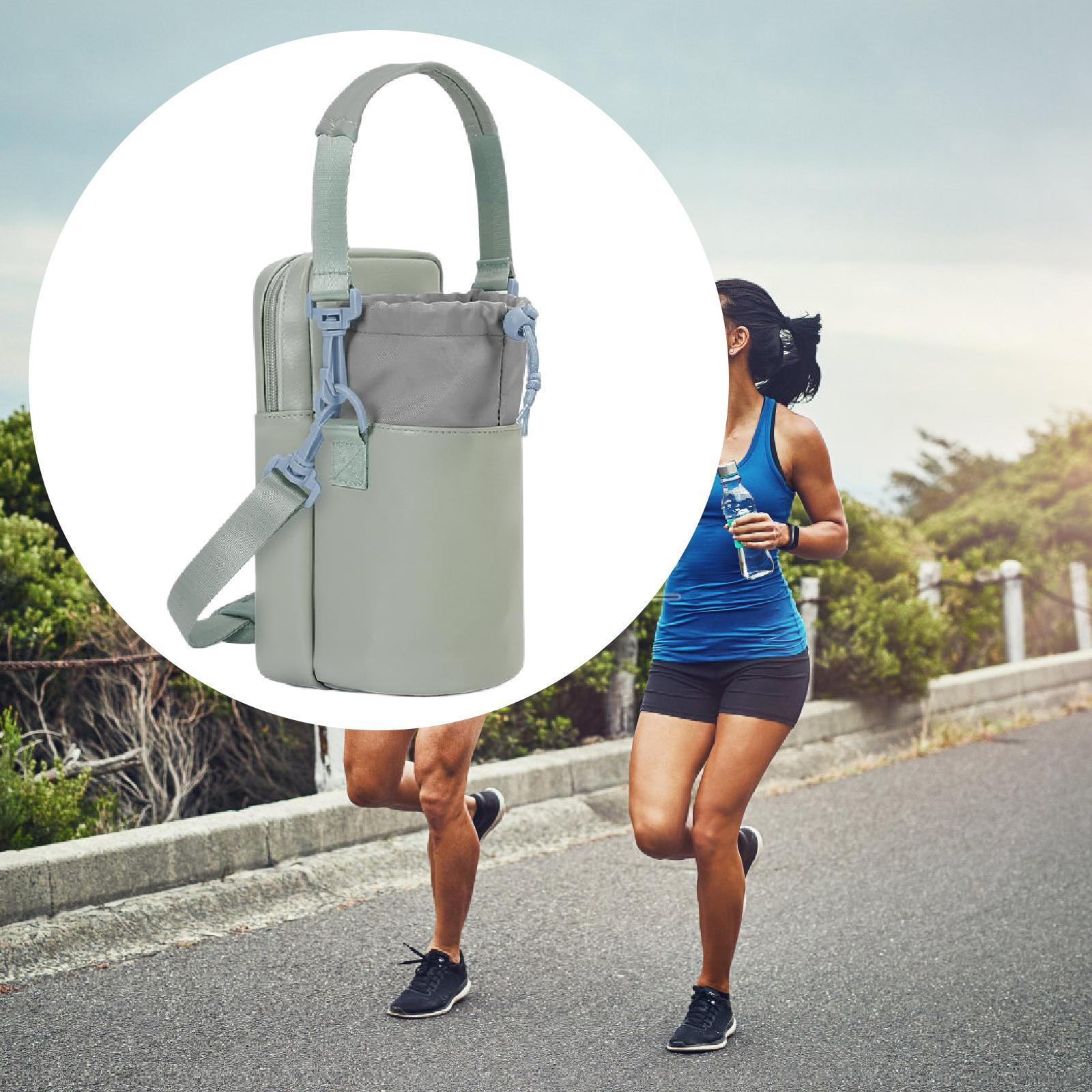 Water Bottle Carrier Bag with Phone Pocket Gift Picnic Bottle Pouch Holder Light Green