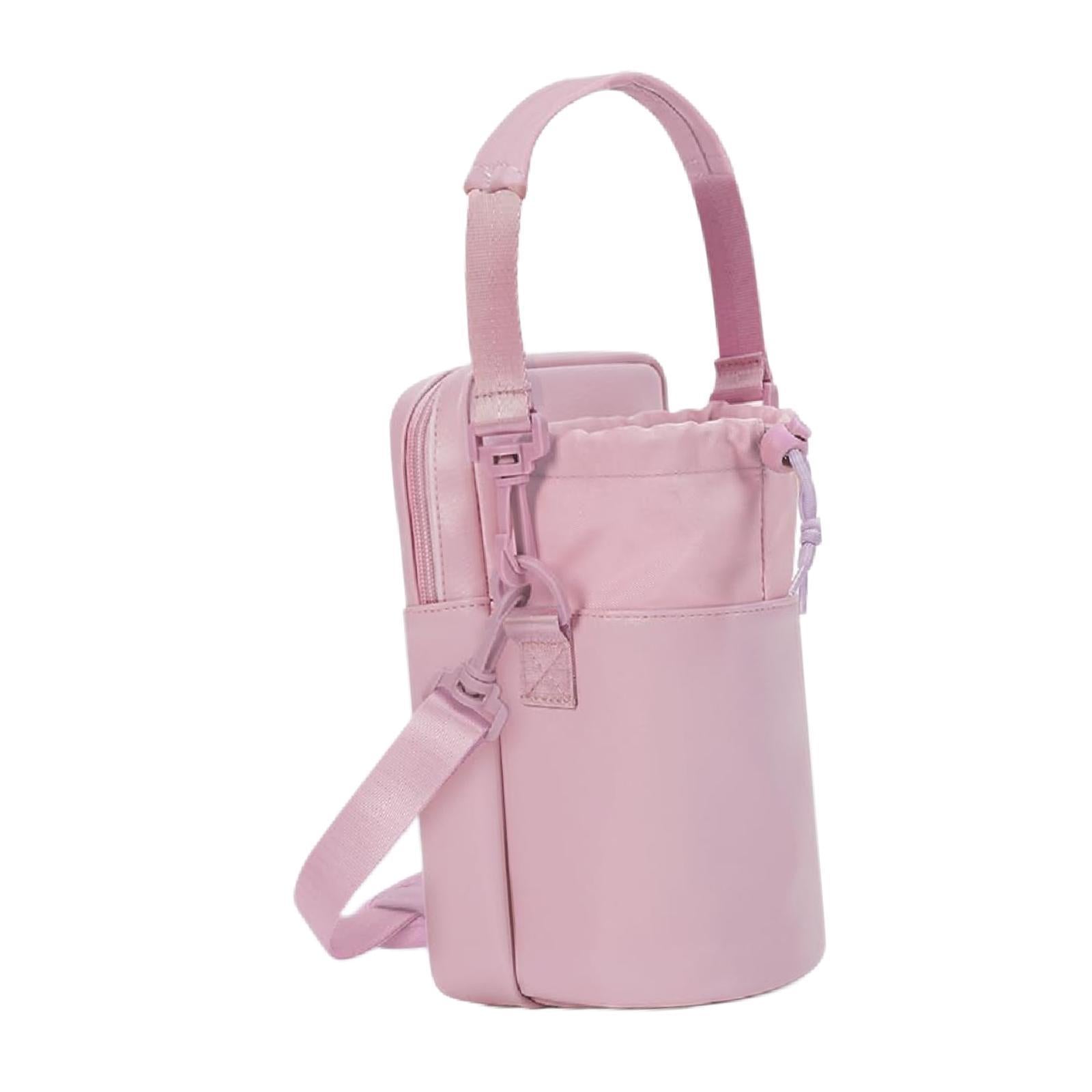 Water Bottle Carrier Bag with Phone Pocket Gift Picnic Bottle Pouch Holder Pink
