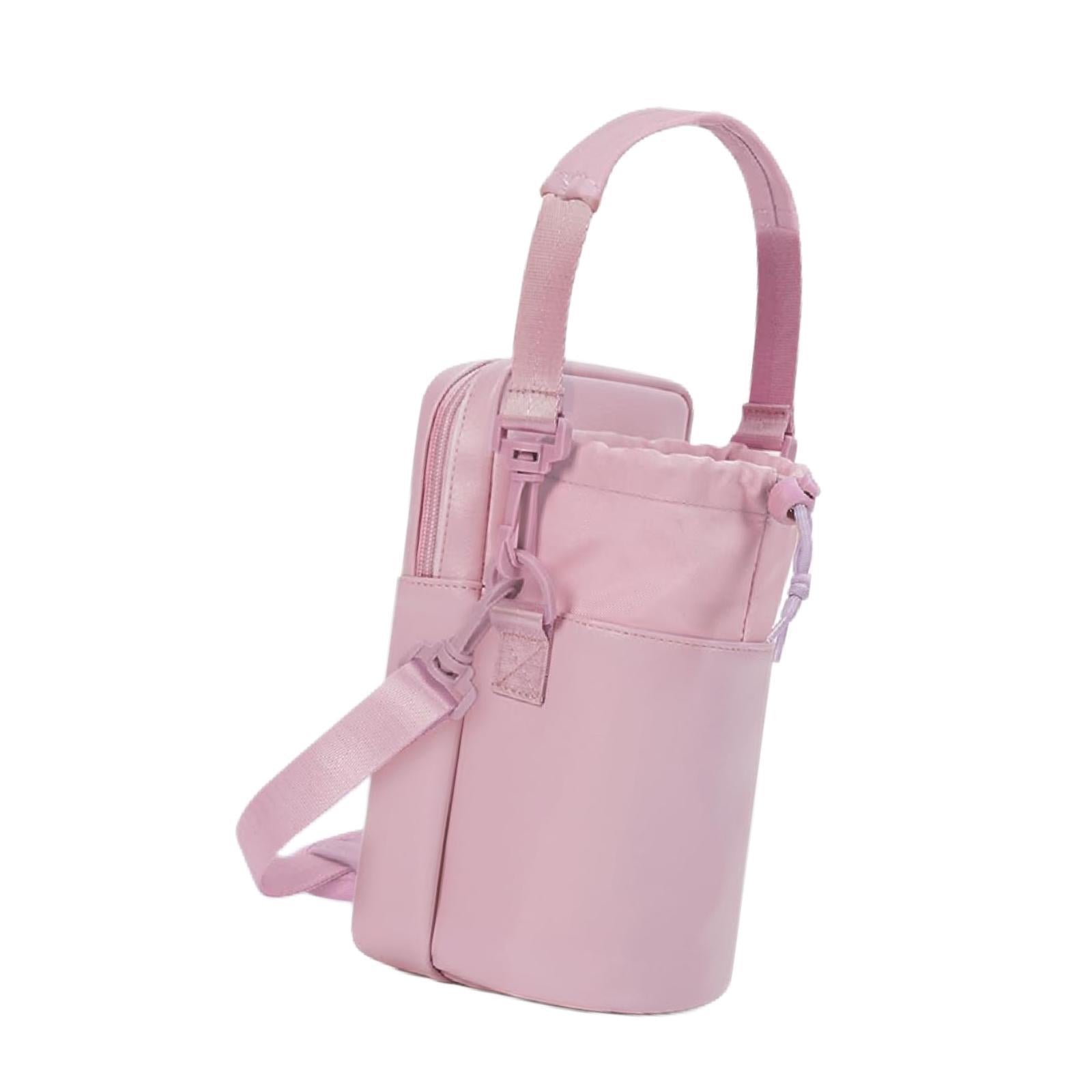 Water Bottle Carrier Bag with Phone Pocket Gift Picnic Bottle Pouch Holder Pink