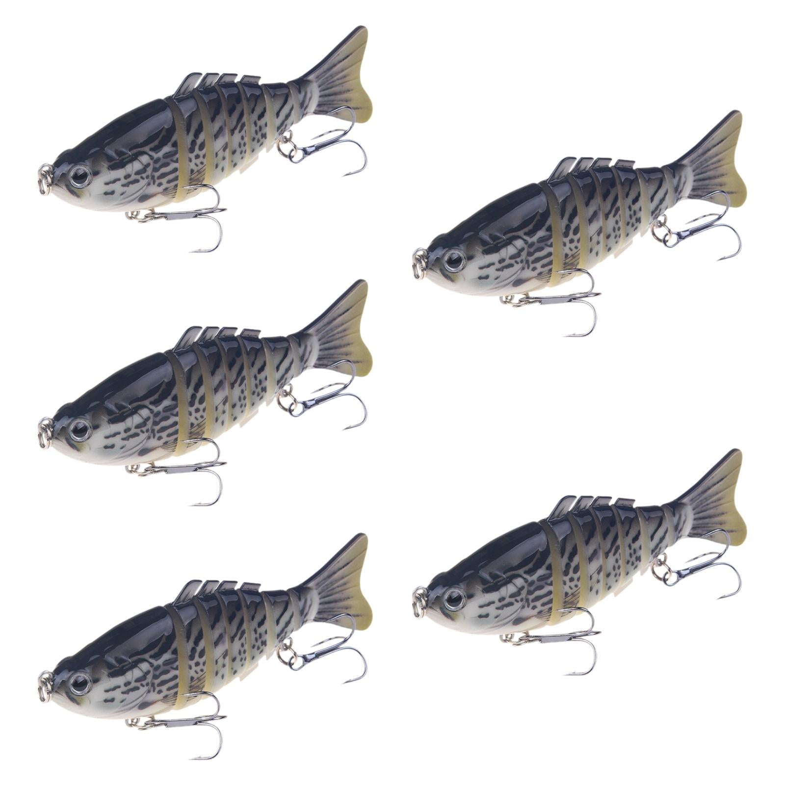 5 Pieces Swimbaits Hard Slow Sinking Fishing Lures for Walleye Bluegill Pike