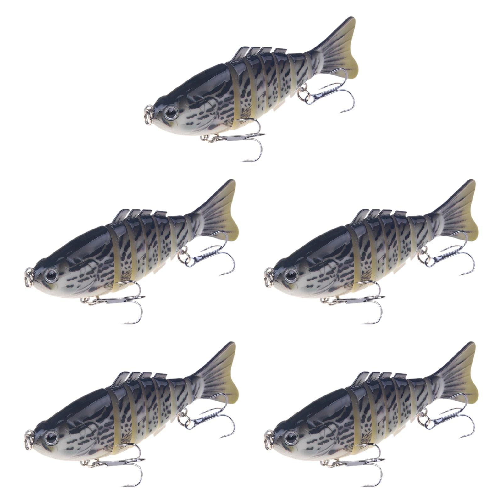 5 Pieces Swimbaits Hard Slow Sinking Fishing Lures for Walleye Bluegill Pike