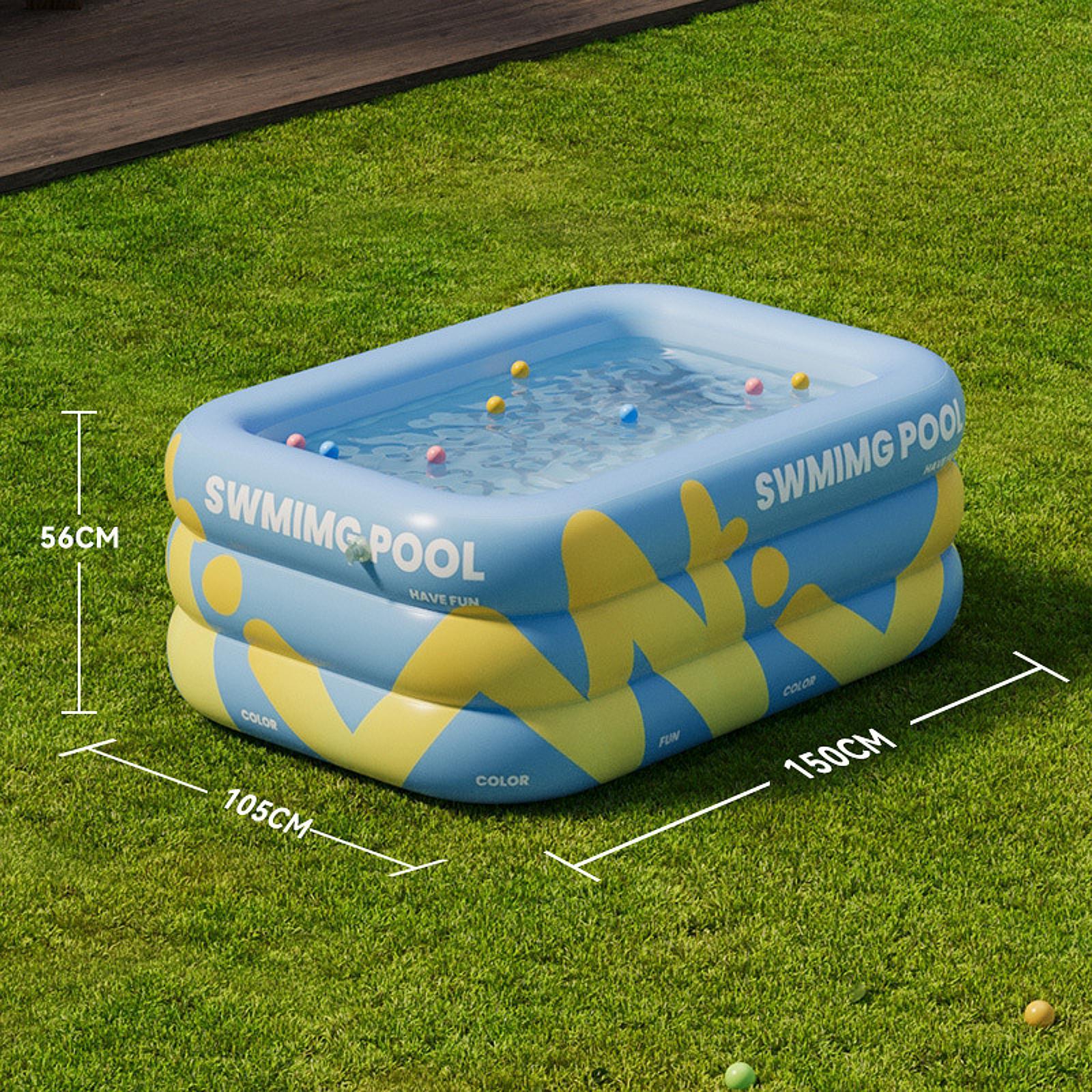 Inflatable Swimming Pool Paddling Pool for Kids and Adults Lawn Outdoor Blue 1.5m