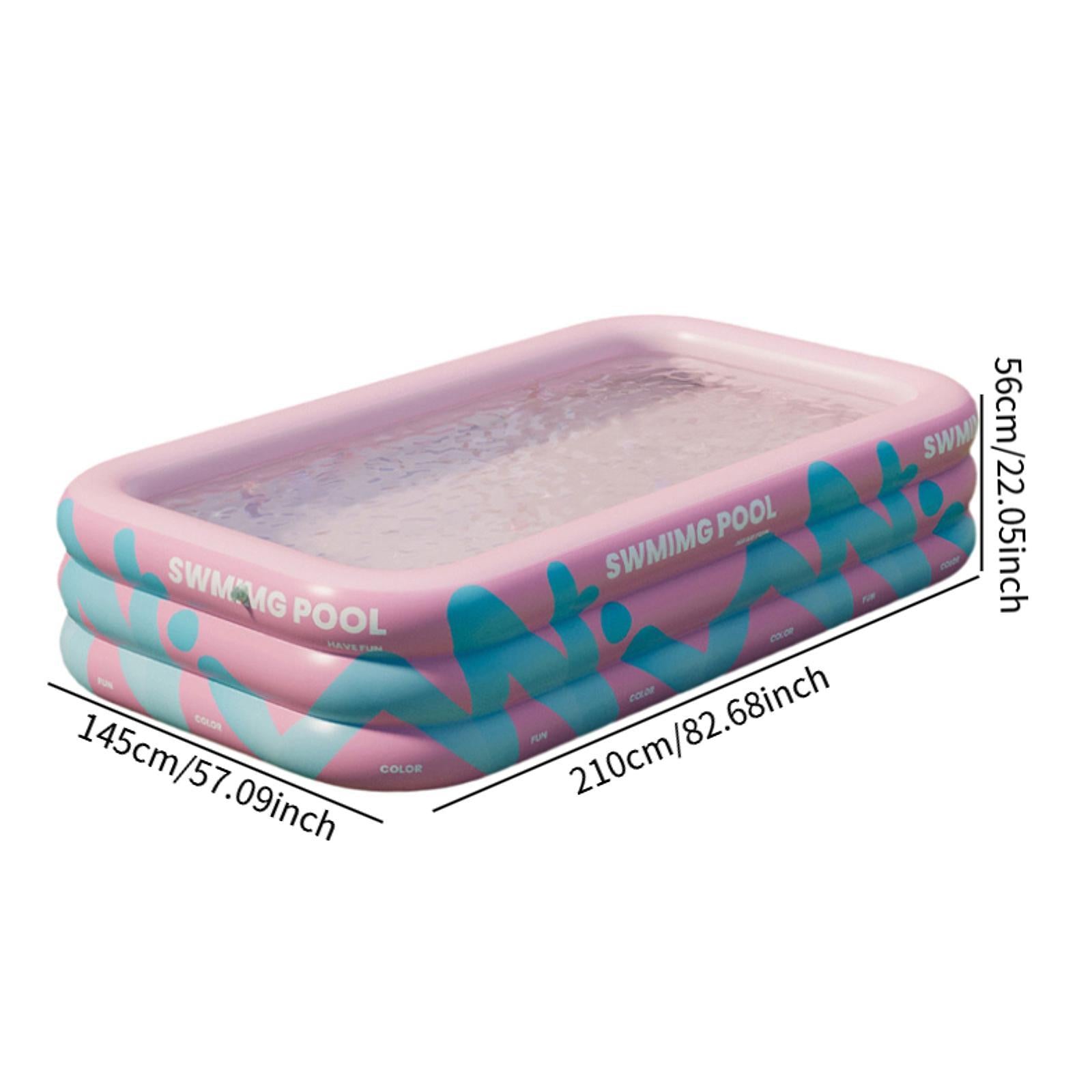 Inflatable Swimming Pool Paddling Pool for Kids and Adults Lawn Outdoor Pink 2.1m