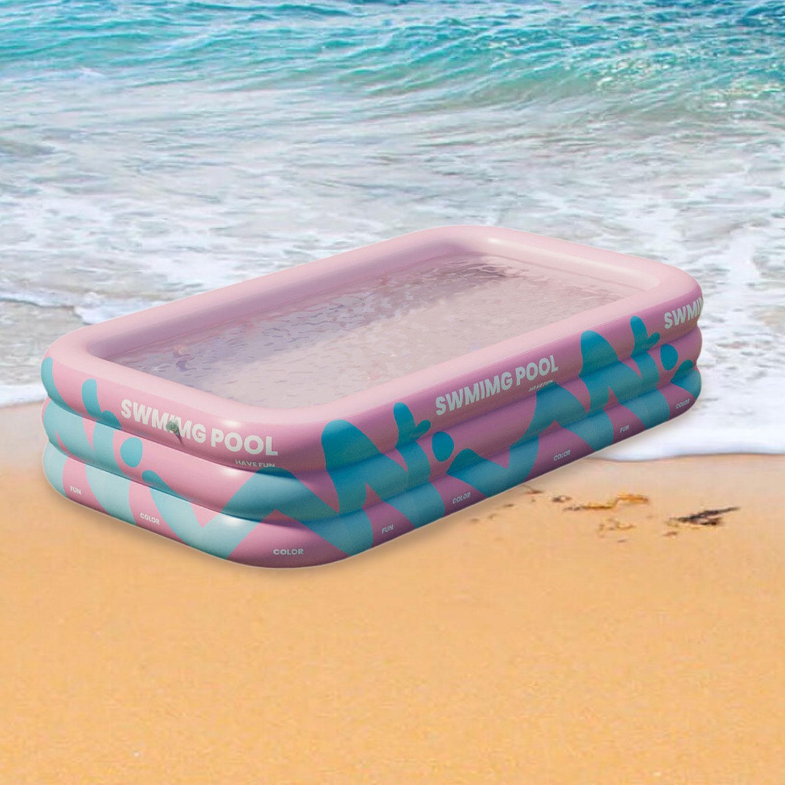 Inflatable Swimming Pool Paddling Pool for Kids and Adults Lawn Outdoor Pink 2.1m