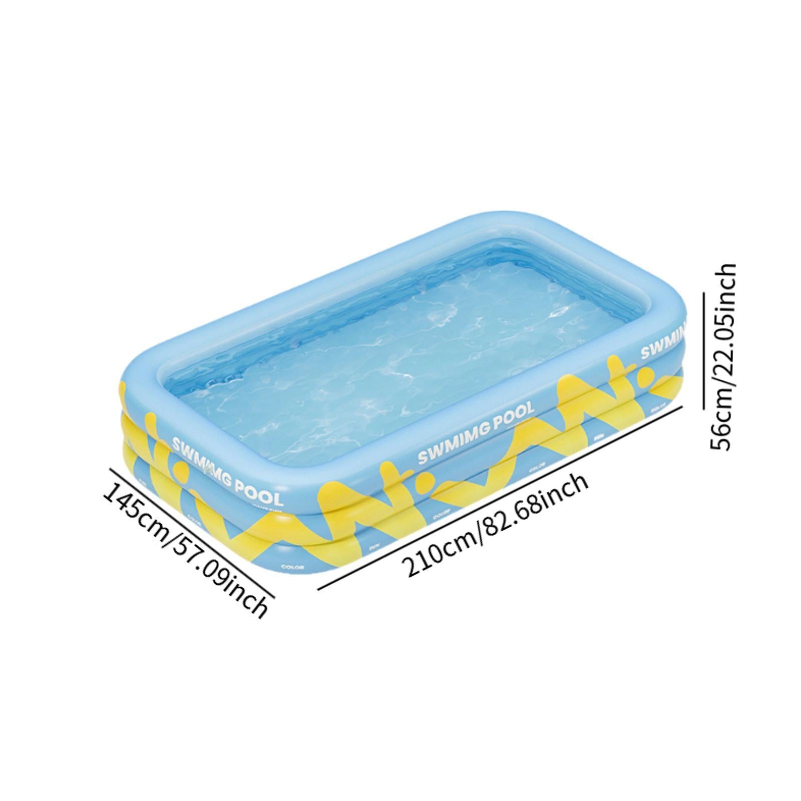 Inflatable Swimming Pool Paddling Pool for Kids and Adults Lawn Outdoor Blue 2.1m