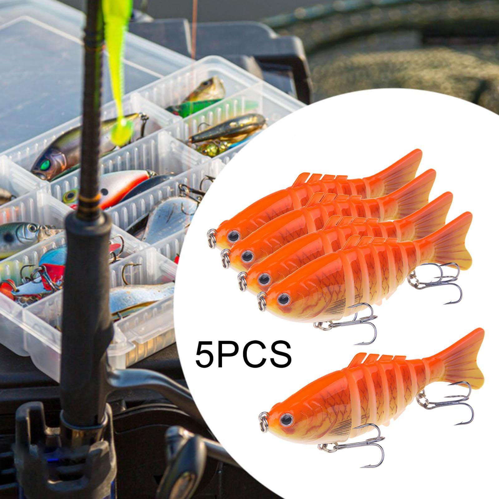 5x Swimbaits Realistic Multi Jointed Fishing Lures for Walleye Bluegill Bass