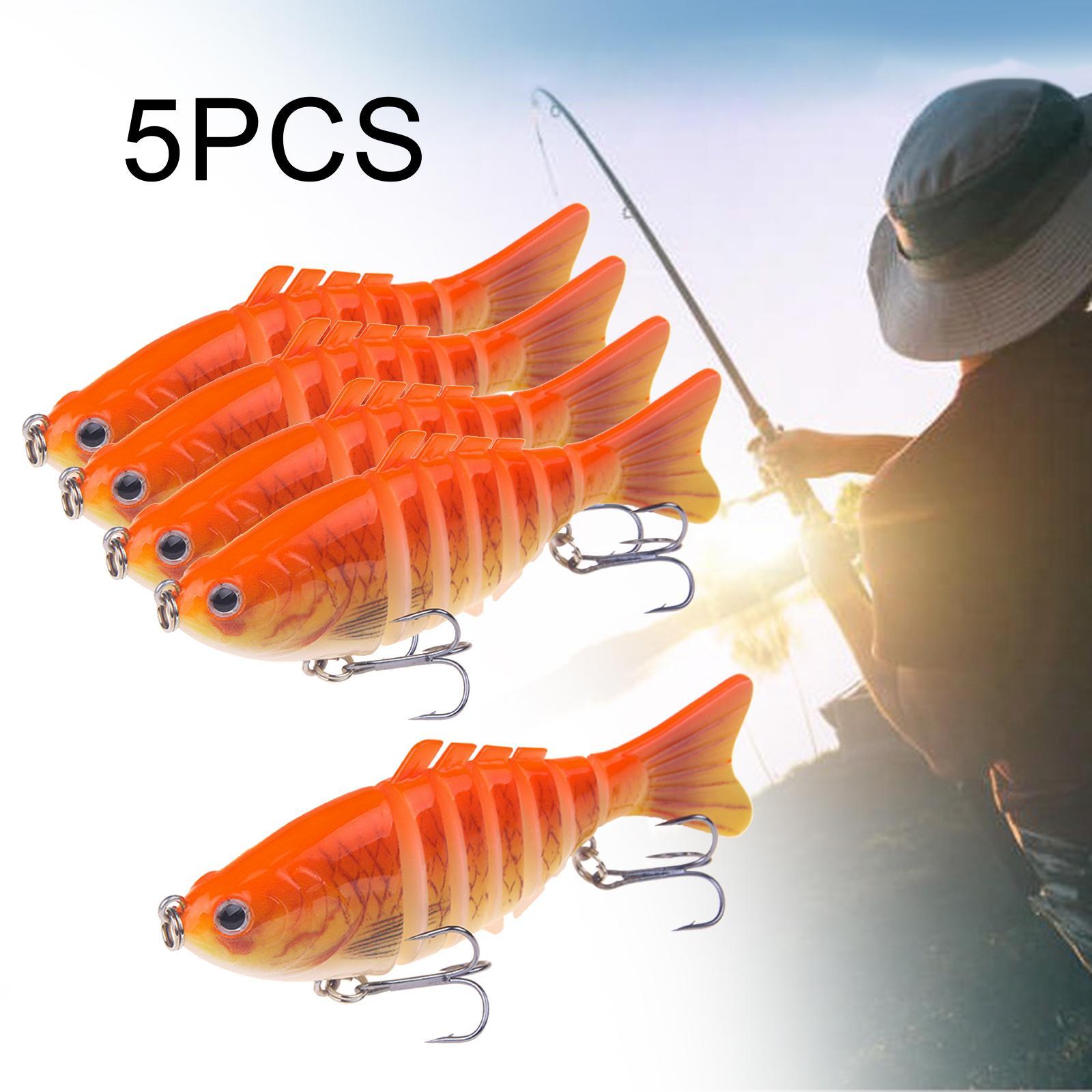 5x Swimbaits Realistic Multi Jointed Fishing Lures for Walleye Bluegill Bass