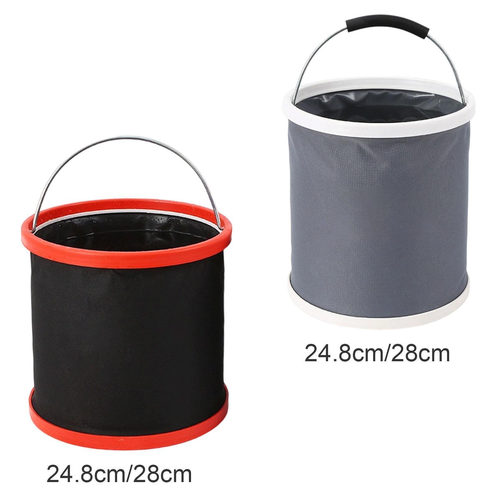 Collapsible Bucket with Handle Fishing Bucket for Backpacking Fishing Indoor 15L red ring