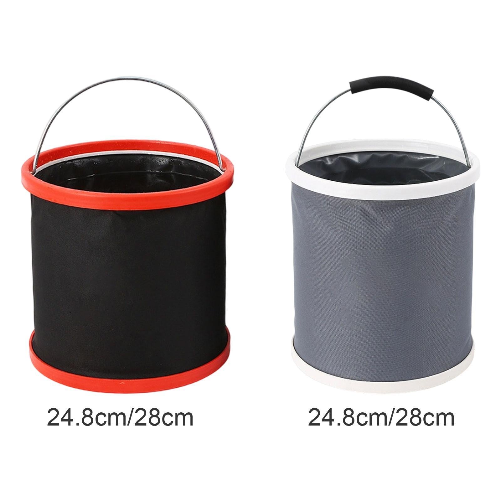 Collapsible Bucket with Handle Fishing Bucket for Backpacking Fishing Indoor 15L red ring