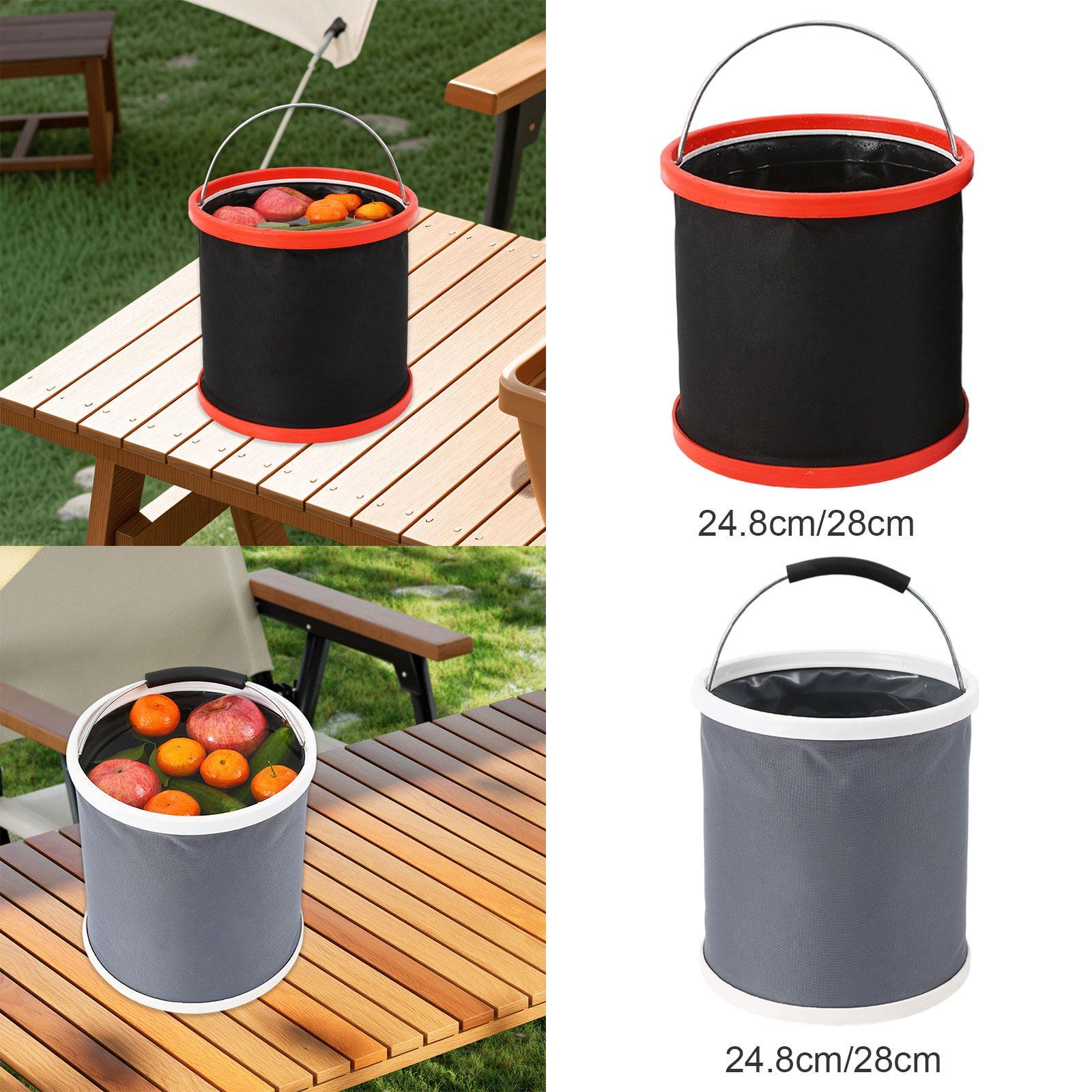 Collapsible Bucket with Handle Fishing Bucket for Backpacking Fishing Indoor 15L red ring