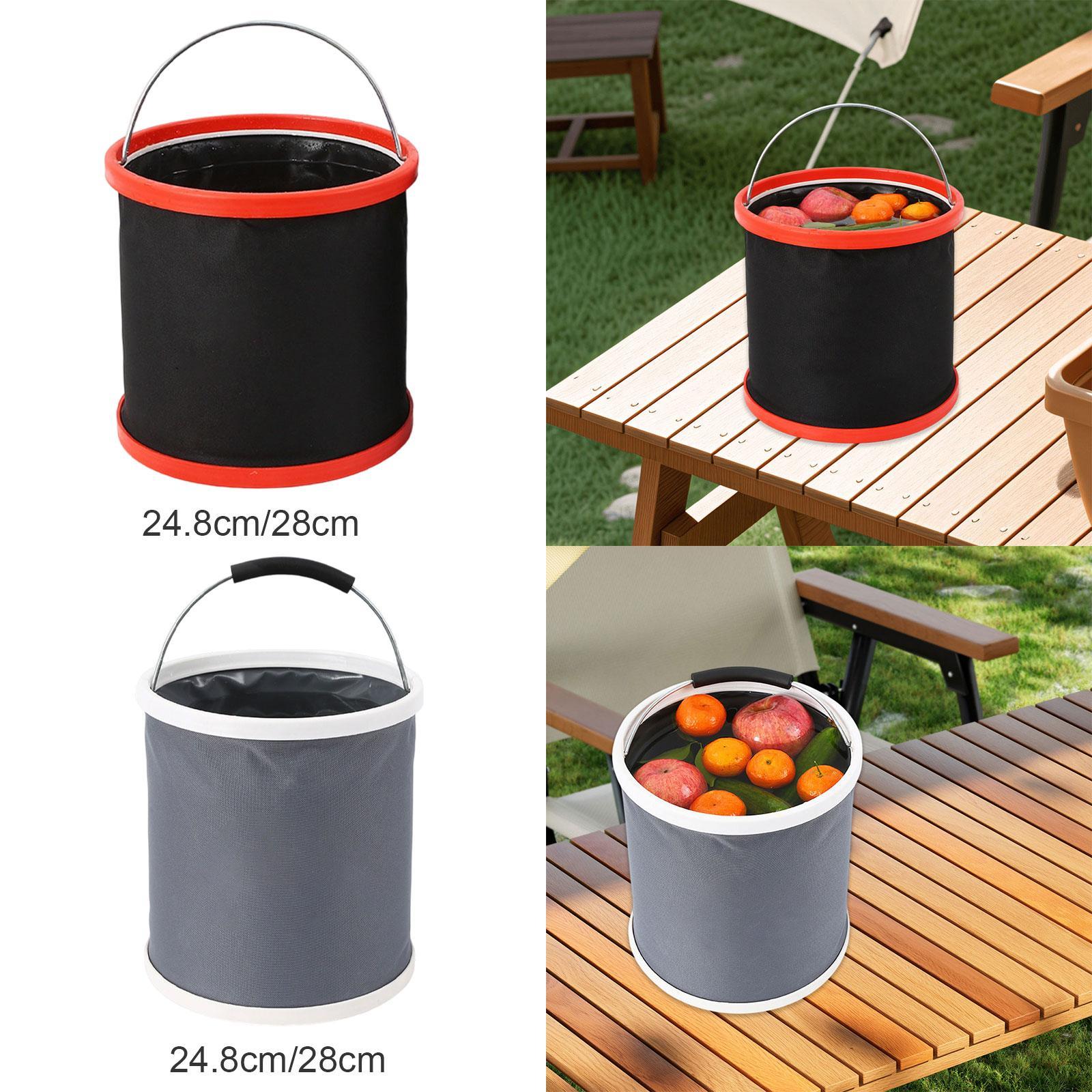 Collapsible Bucket with Handle Fishing Bucket for Backpacking Fishing Indoor 15L red ring