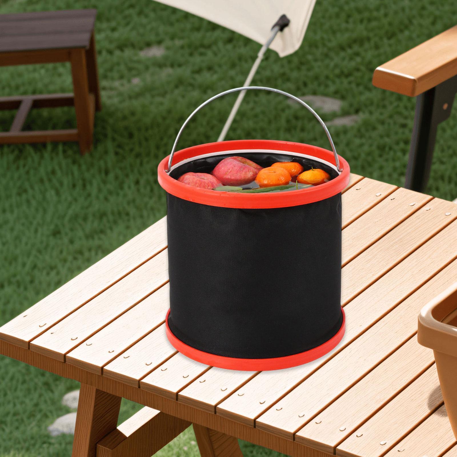 Collapsible Bucket with Handle Fishing Bucket for Backpacking Fishing Indoor 20L red ring