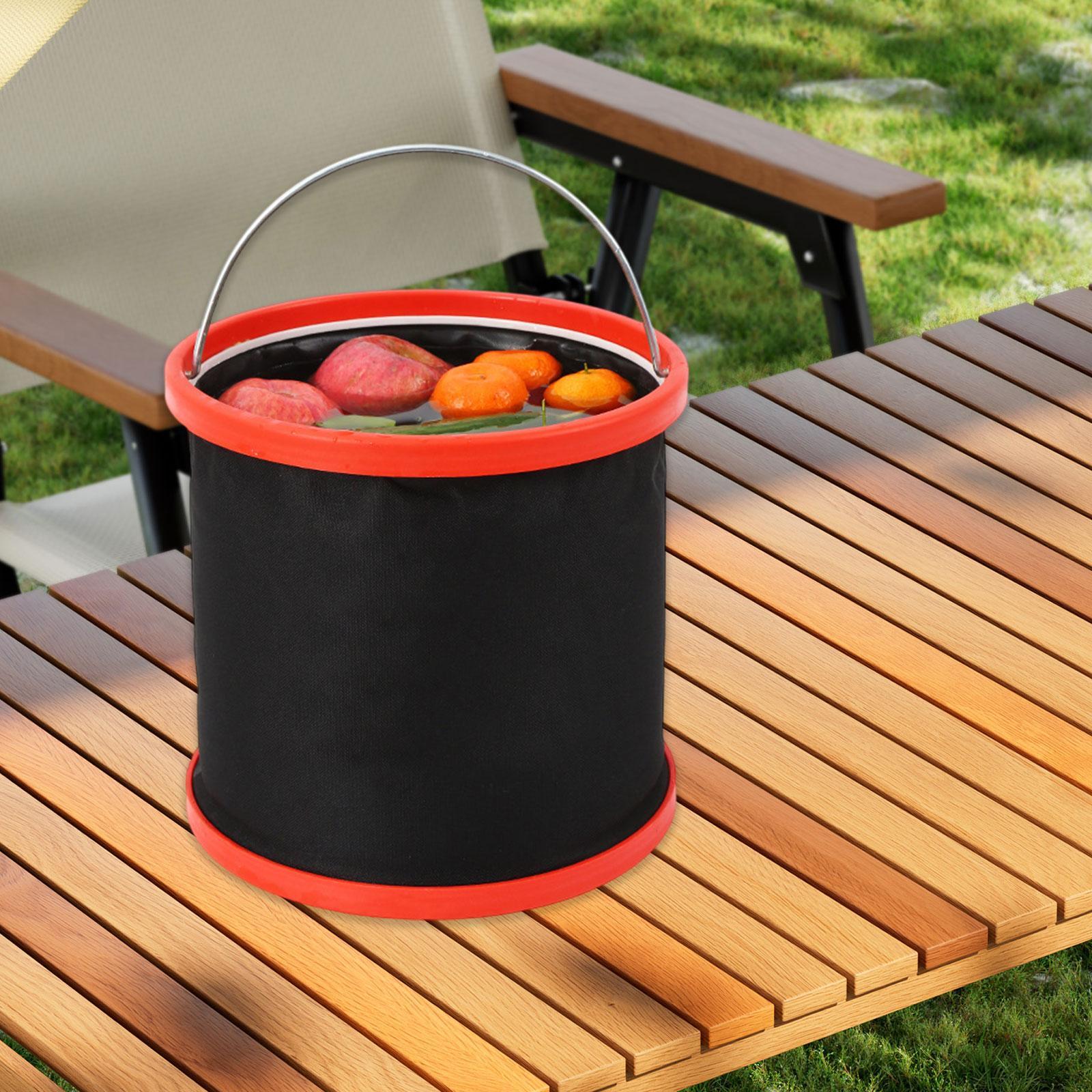 Collapsible Bucket with Handle Fishing Bucket for Backpacking Fishing Indoor 20L red ring