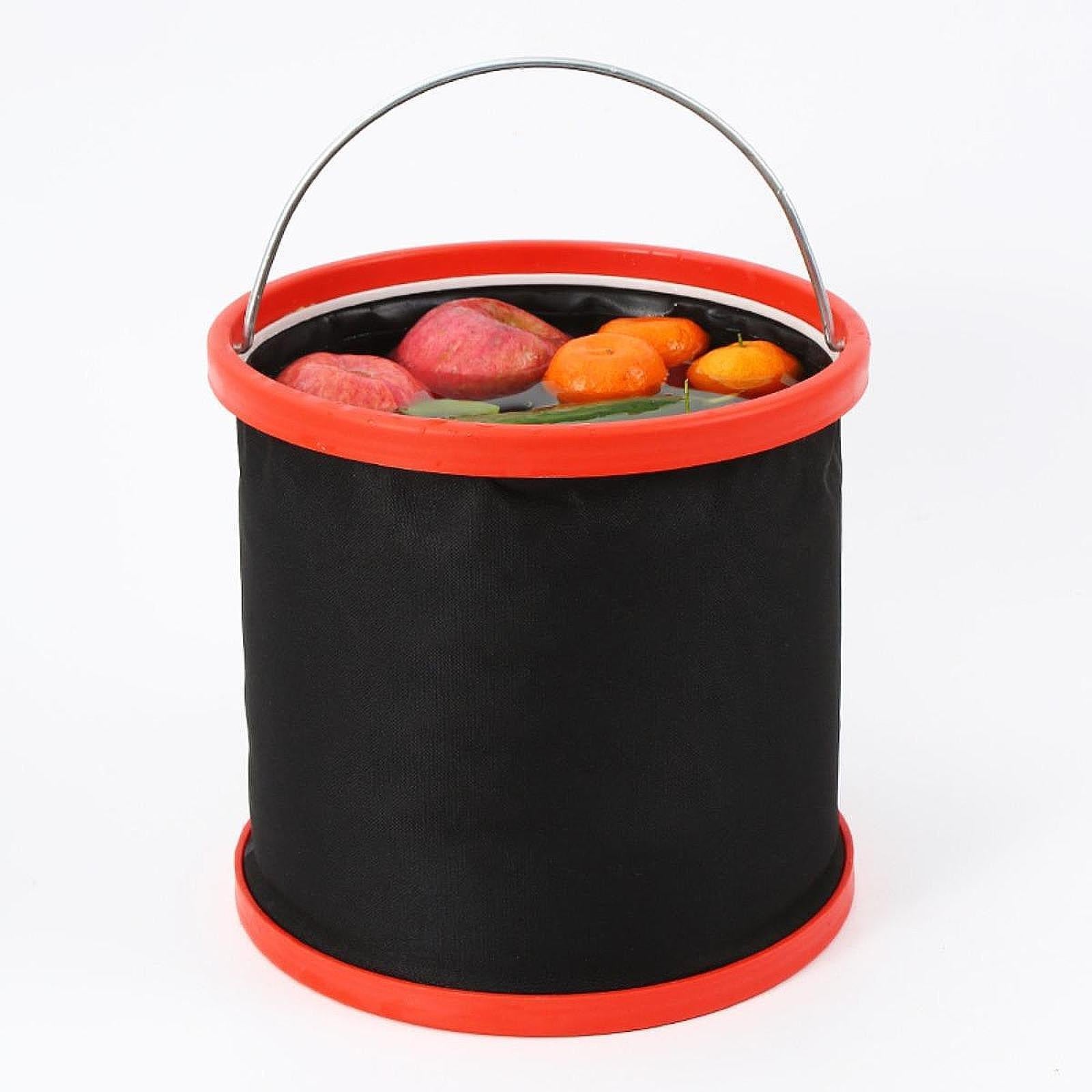 Collapsible Bucket with Handle Fishing Bucket for Backpacking Fishing Indoor 20L red ring