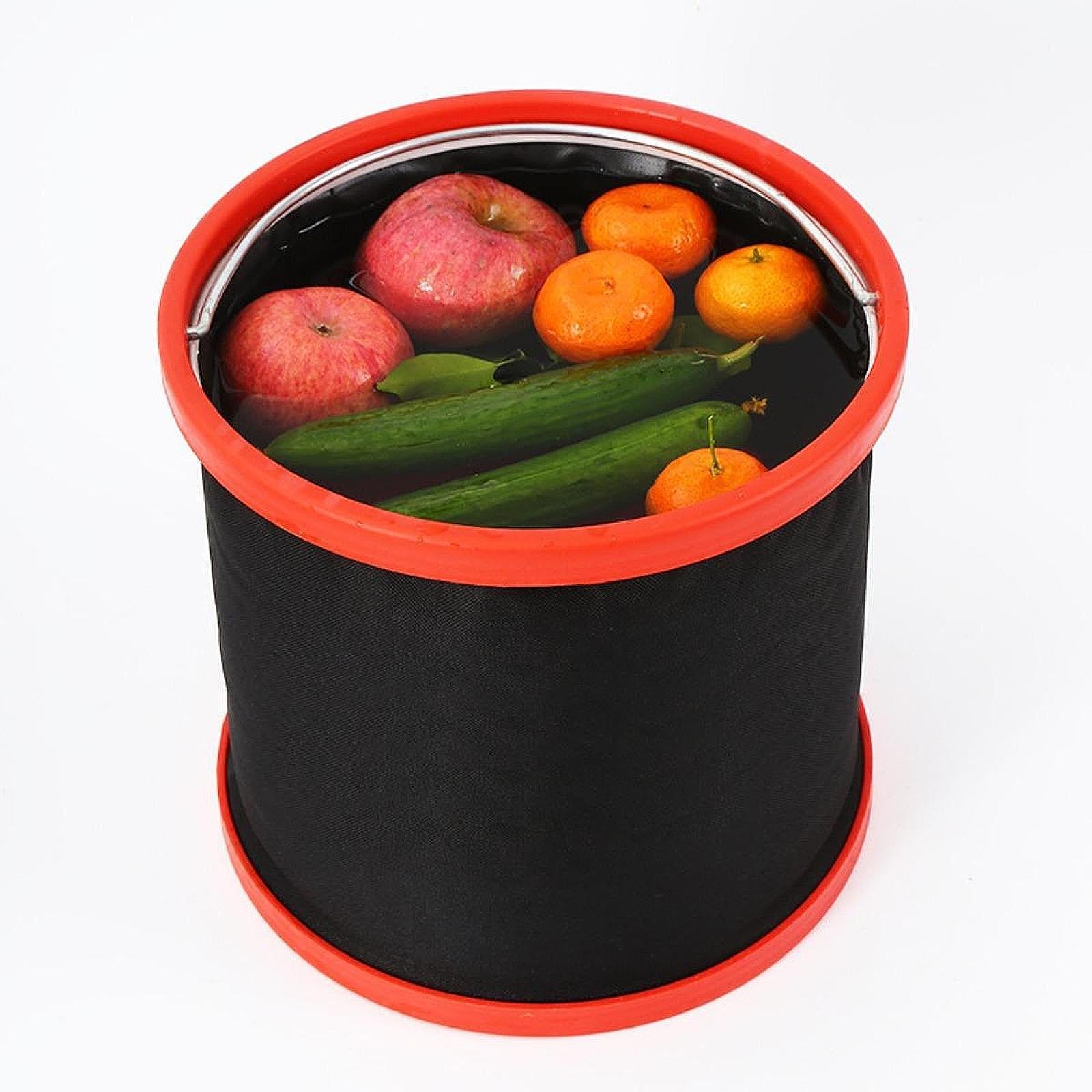 Collapsible Bucket with Handle Fishing Bucket for Backpacking Fishing Indoor 20L red ring