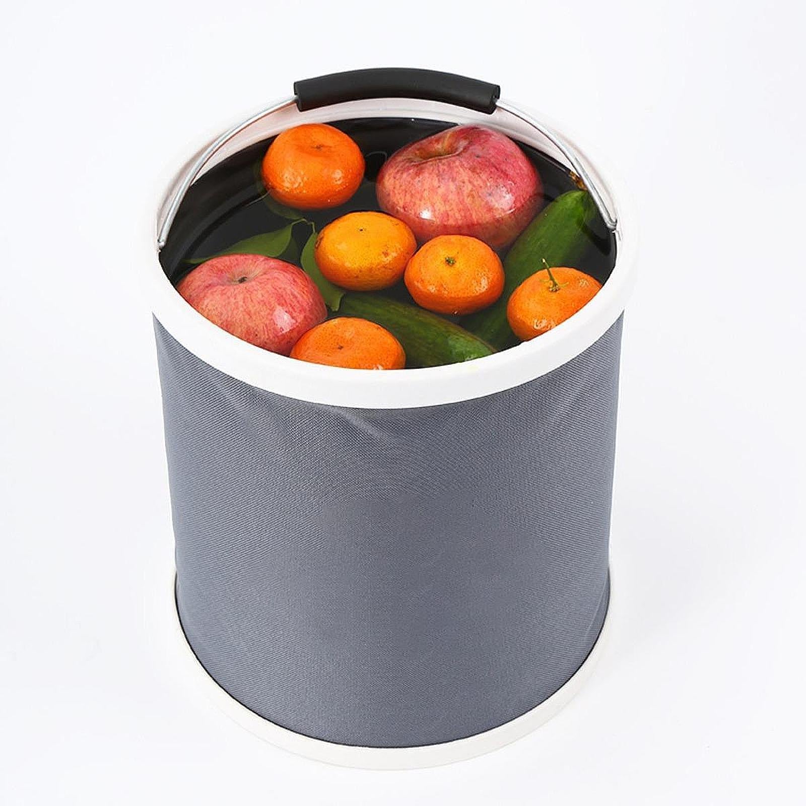 Collapsible Bucket with Handle Fishing Bucket for Backpacking Fishing Indoor 15L white ring
