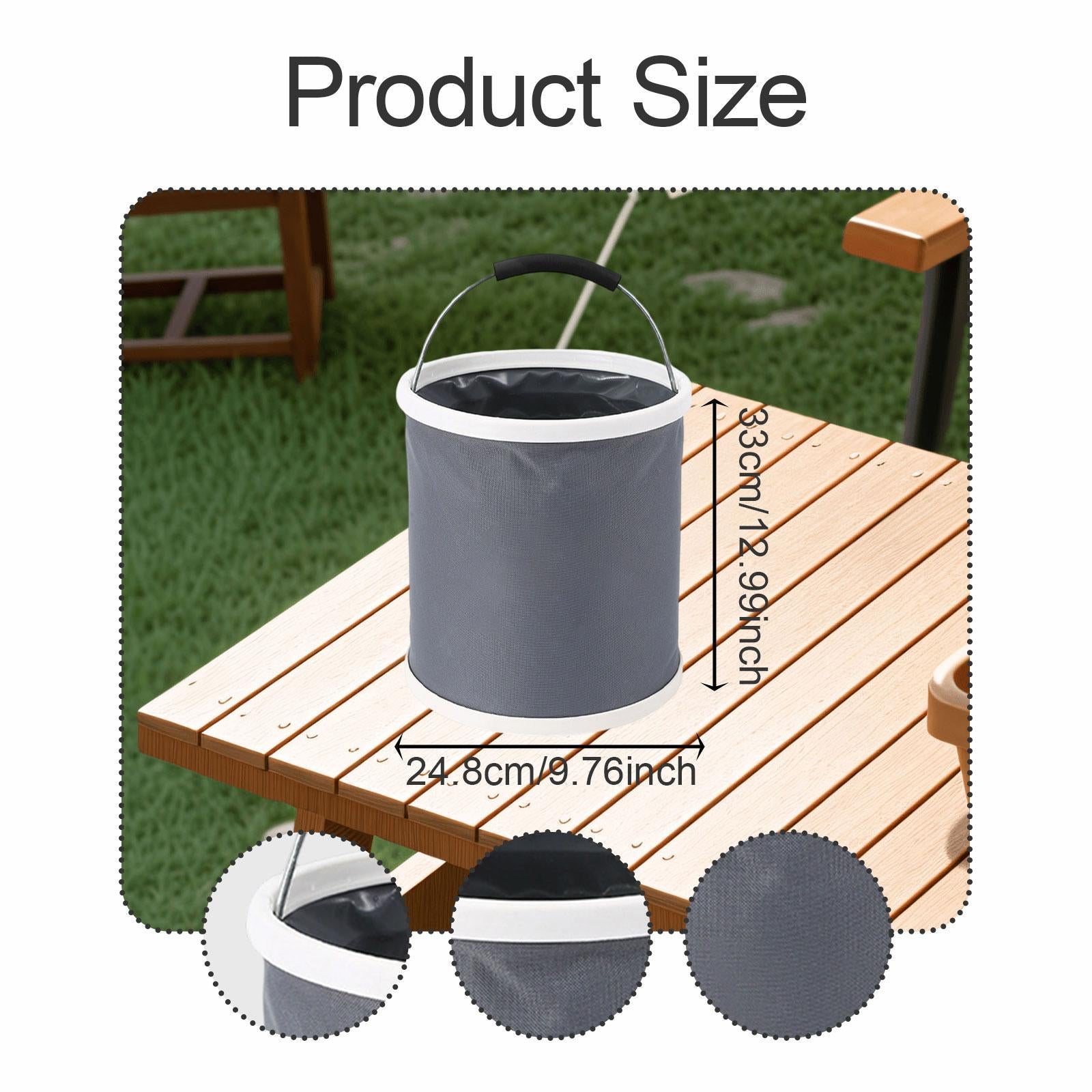 Collapsible Bucket with Handle Fishing Bucket for Backpacking Fishing Indoor 15L white ring